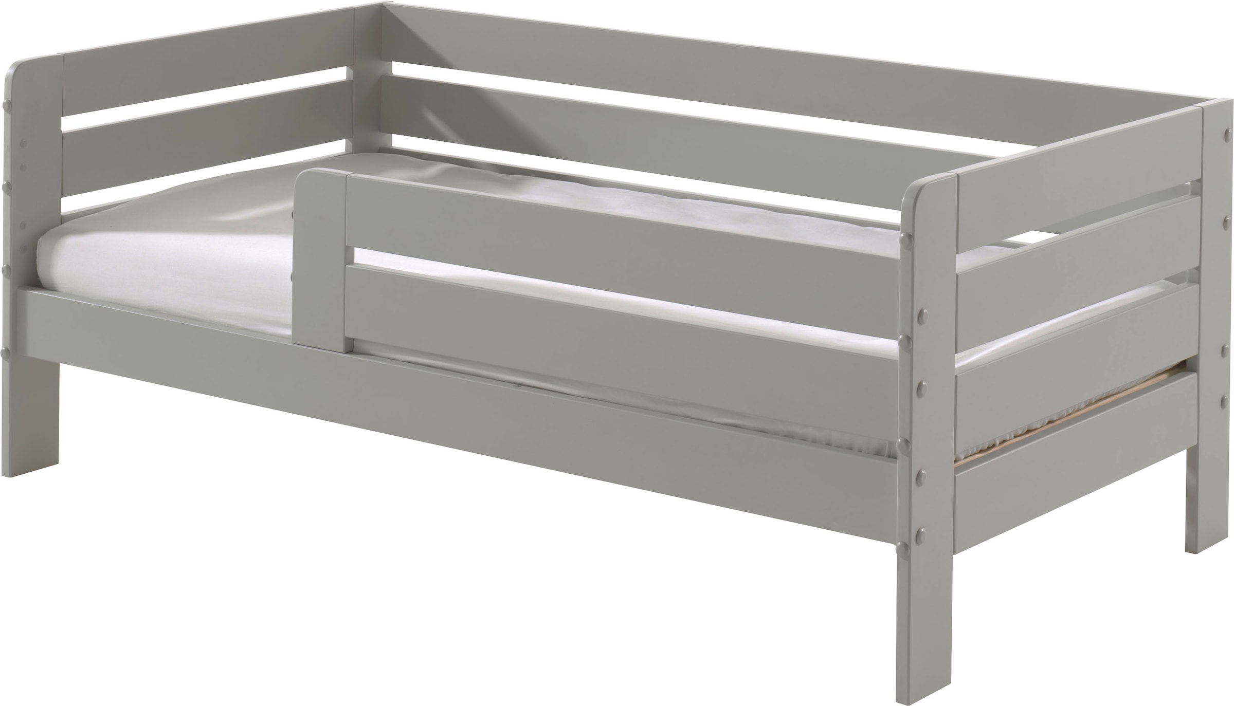 Vipack Lit d'enfant »Junior, Kiefermassiv mit umlaufendem Absturzschutz und Rolllattenrost« L/H/P env. 143,6x56x70 cm, avec entrée de lit basse,  au choix en 2 couleurs, avec ou sans tiroir