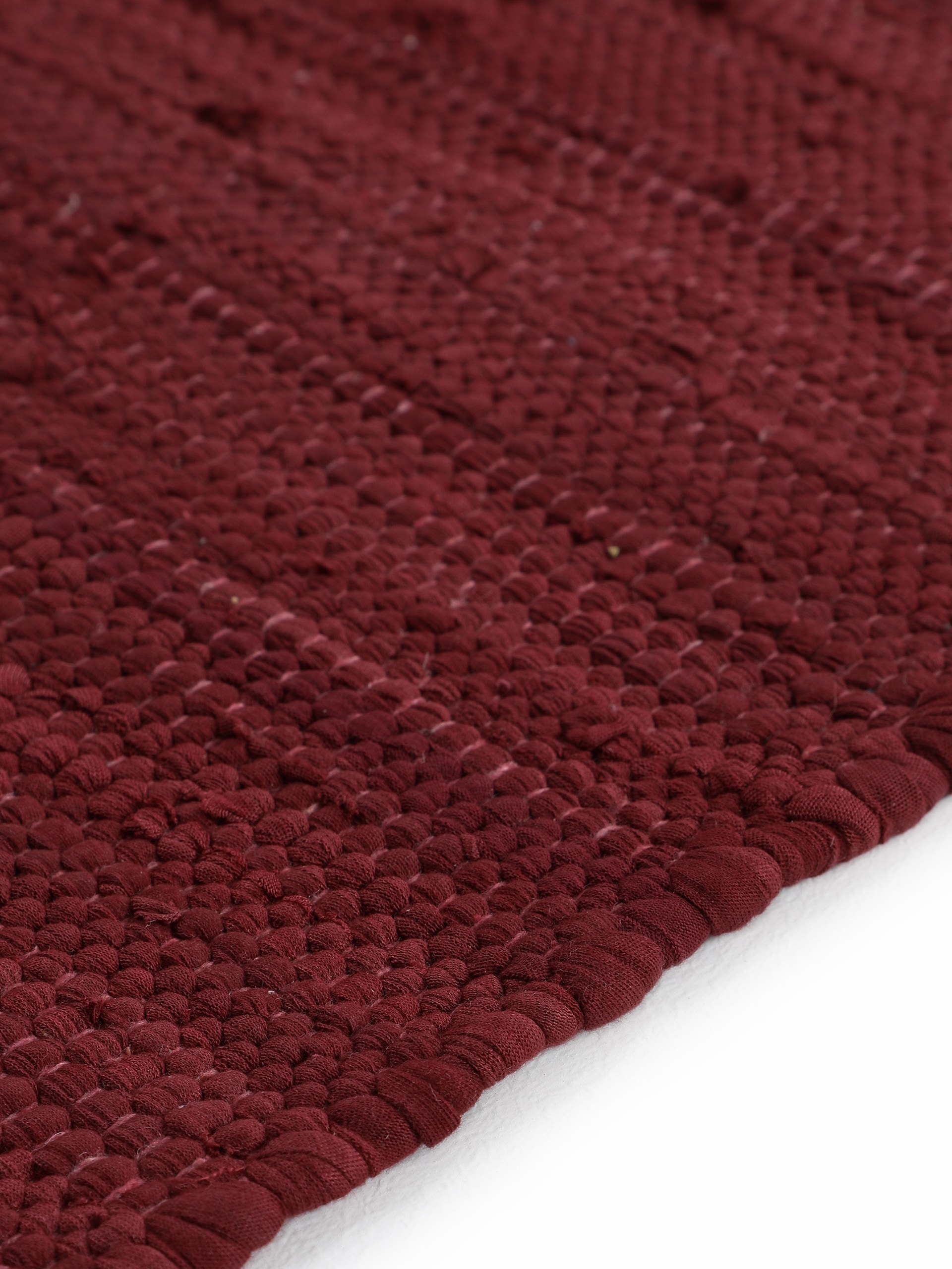 carpetfine Teppich »Kelim Chindi uni, auch als Läufer«, rechteckig, 5 mm Höhe, Wendeteppich, reine Baumwolle, handgewebt, Uni-Farben, mit Fransen