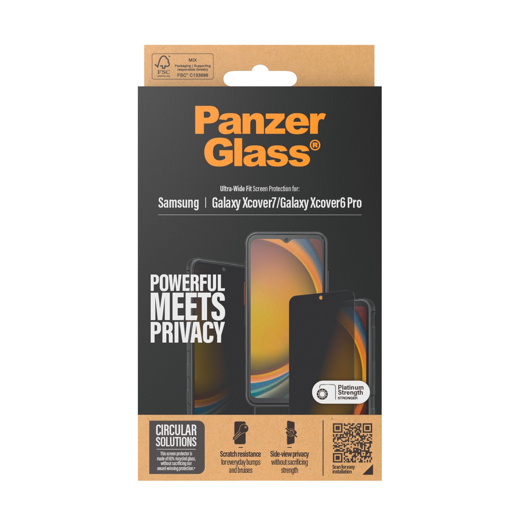 PanzerGlass Displayschutzglas »Ultra-Wide Fit Privacy Screen Protector«, für Samsung Galaxy Xcover7-Samsung Galaxy Xcover6 Pro, Displayschutzfolie, Blickschutz, Bildschirmschutz, kratz- & stossfest
