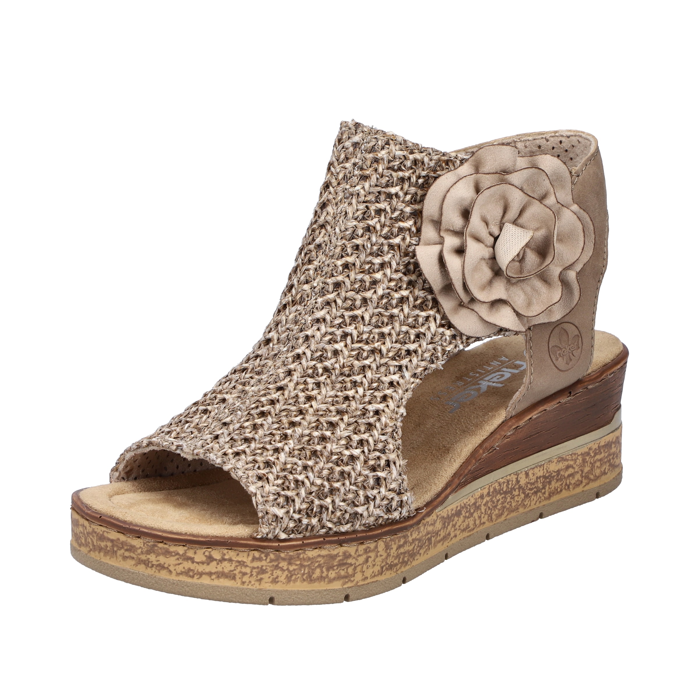 Image of Rieker Schaftsandalette Keilsandale, Sommerschuh, Plateausandalette mit Blüte