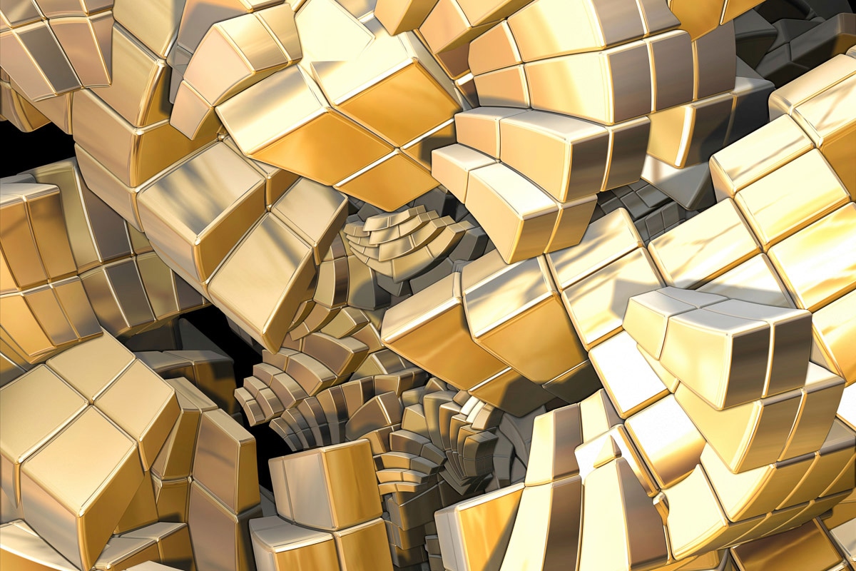 Image of Papermoon Fototapete "Fraktale goldene Treppe"