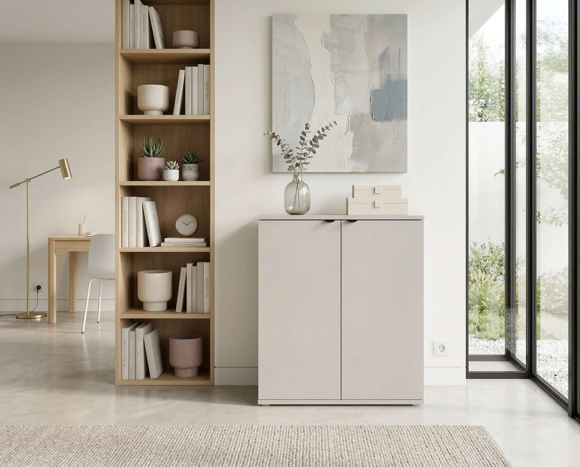Home affaire Commode »THALIANA Sideboard mit 2 Türen, modernes Design, Breite 60 cm« Schrank in 3 Farben erhältlich, schwarze Metallgriffe, viel Stauraum