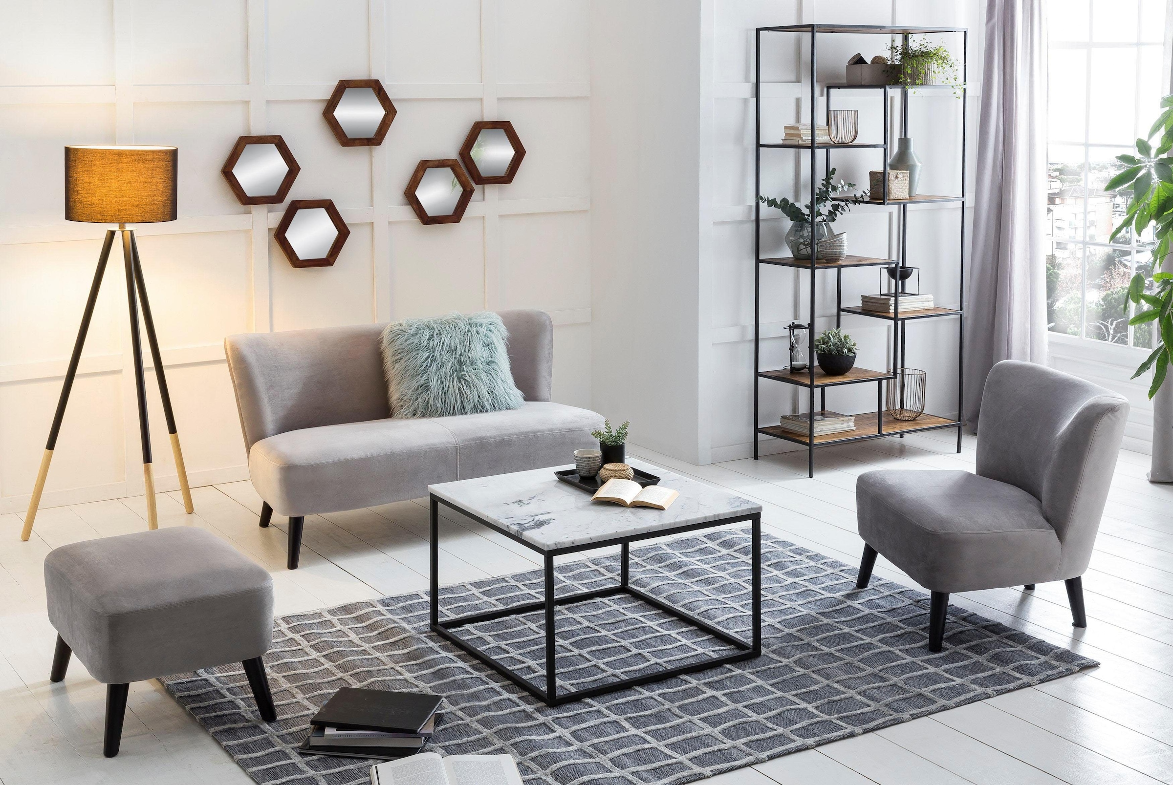 SIT Table basse »Wien aus Marmor mit Metallgestell – quadratisches Design« marbre véritable avec bord droit et structure métallique stable