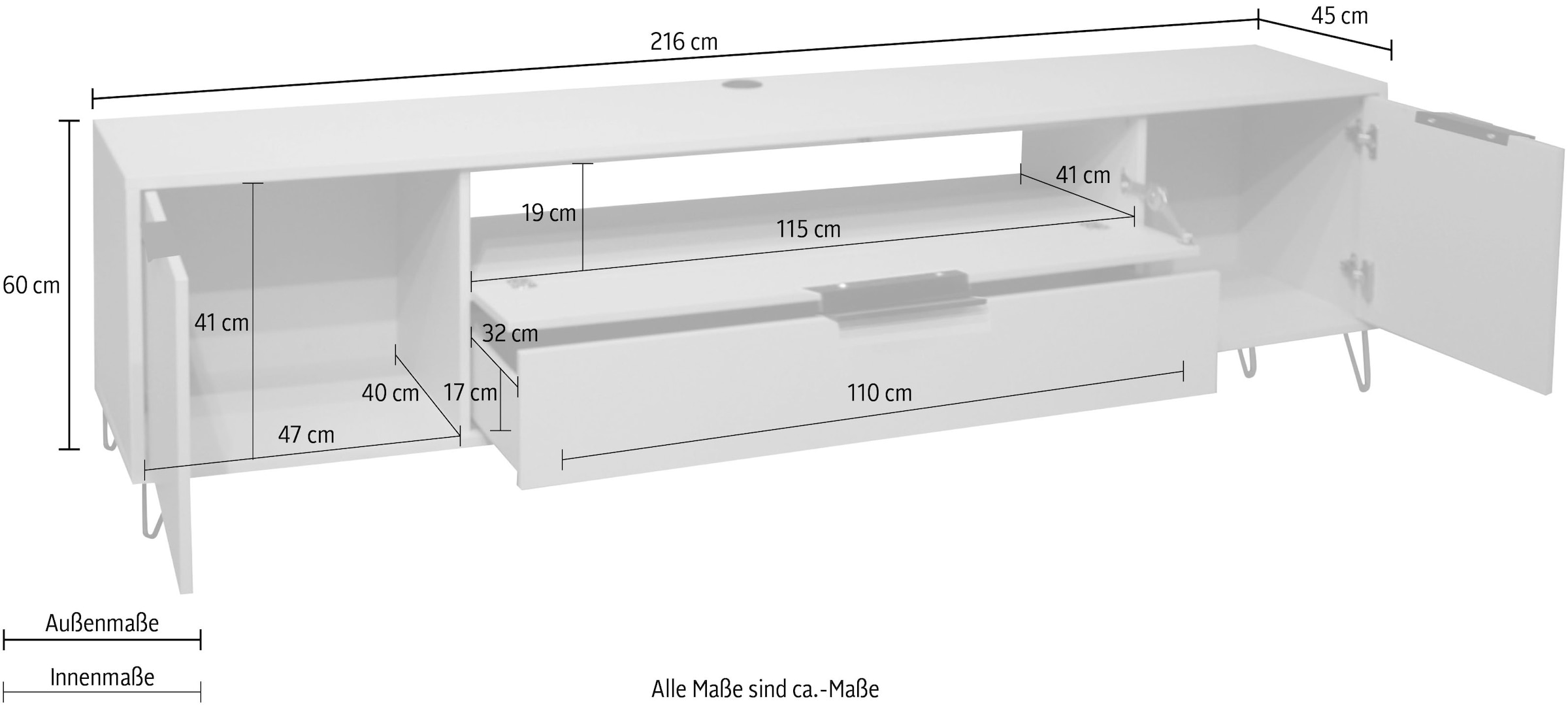 Mäusbacher Lowboard »Bonnie TOPSELLER!«, Lowboard mit Drahtgestell