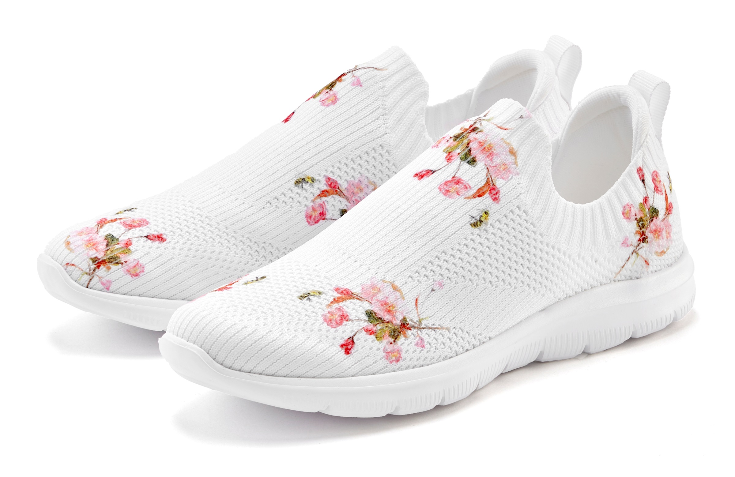 Image of LASCANA Sneaker "Slip-On-Sneaker, Slipper, Textilschuh, Freizeitschuh," zum Reinschlüpfen mit elegant blumigem Muster VEGAN