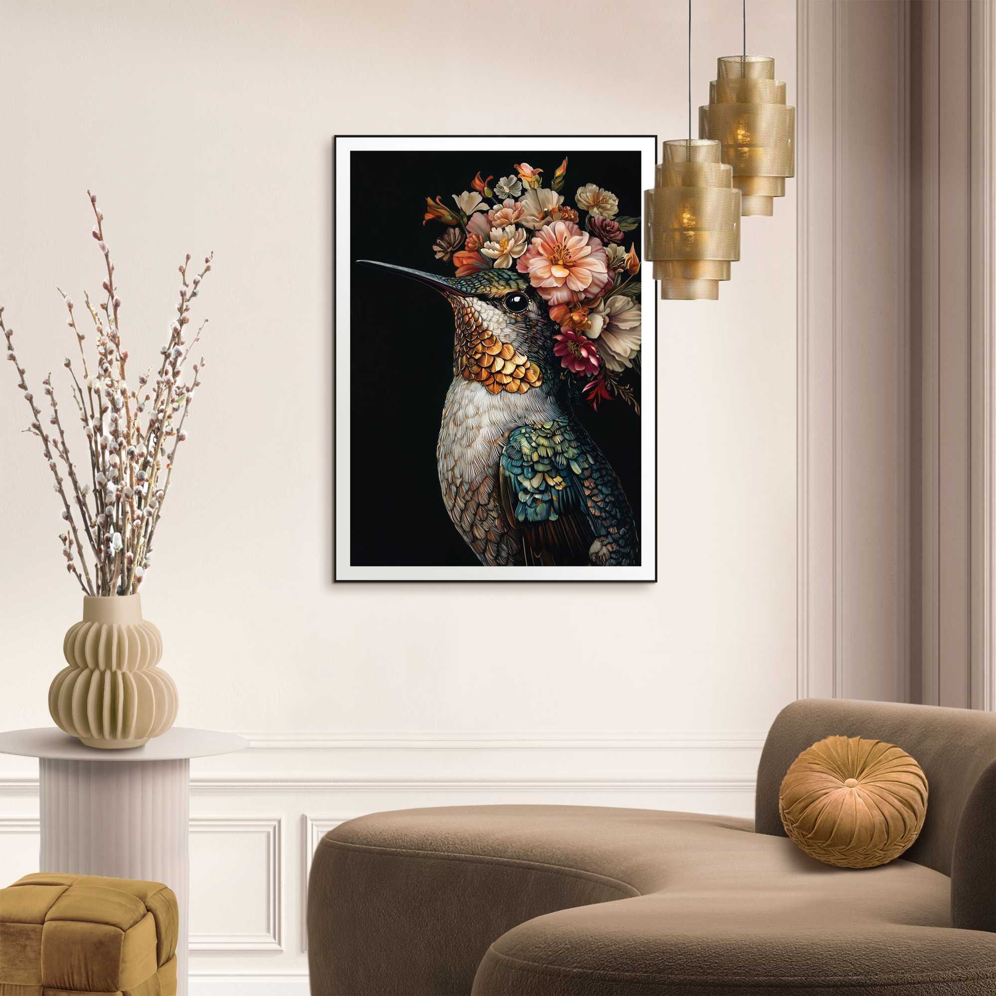 Reinders! Poster »Lovely Hummingbird« Wohnzimmer - Kolibri - Blumen - Mehrfarbig - MDF - Tiere - 50x70 cm