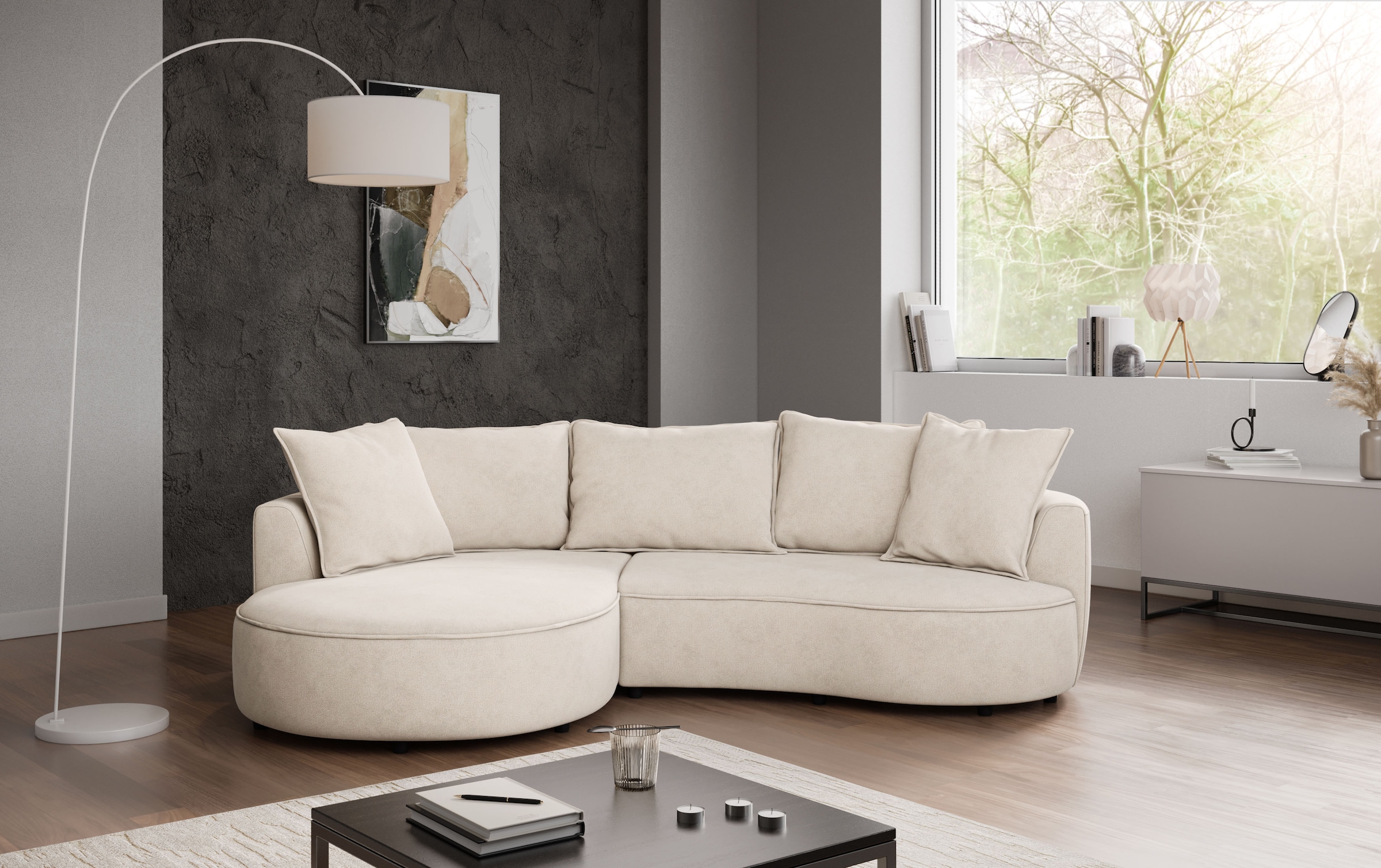 COTTA Canapé d'angle »Sana L-Form, Breite 260 cm« Loungesofa mit Wellenunterfederung
