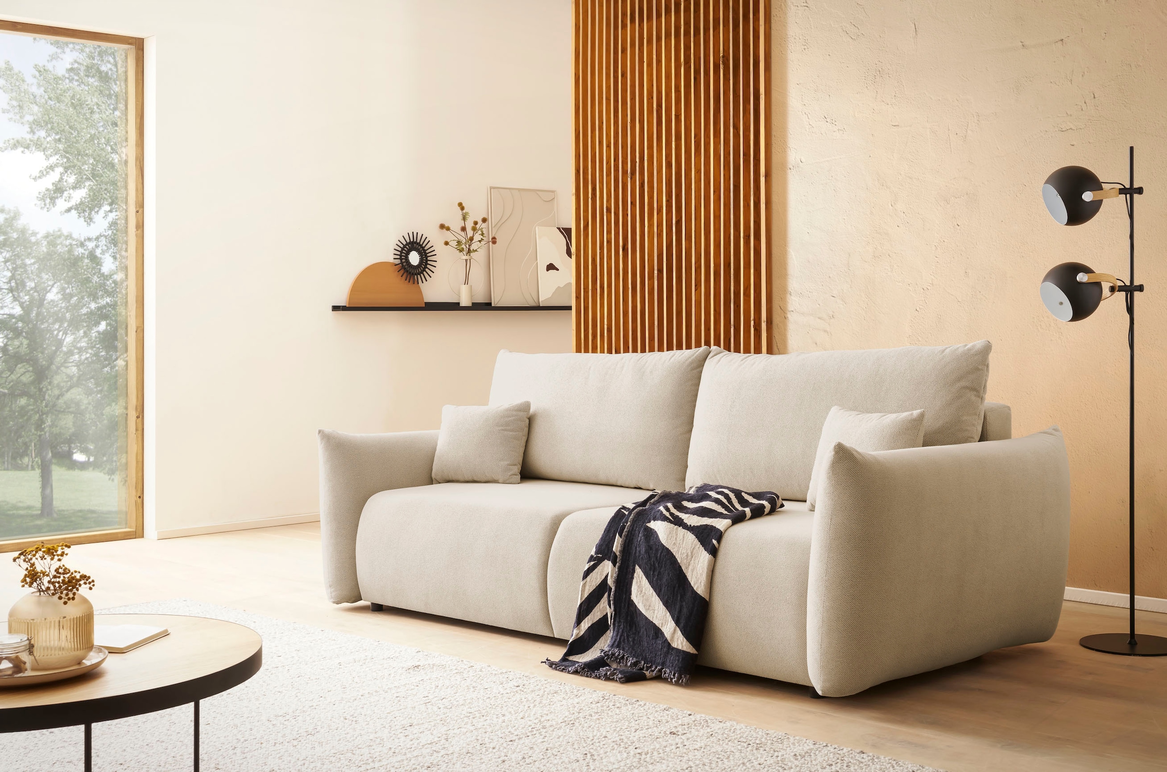 Home affaire 3-Sitzer »MAVAS Schlafsofa mit Bettkasten« ca.240/108cm (Liegefläche 212/145 cm), Cord, Chenille, Struktur