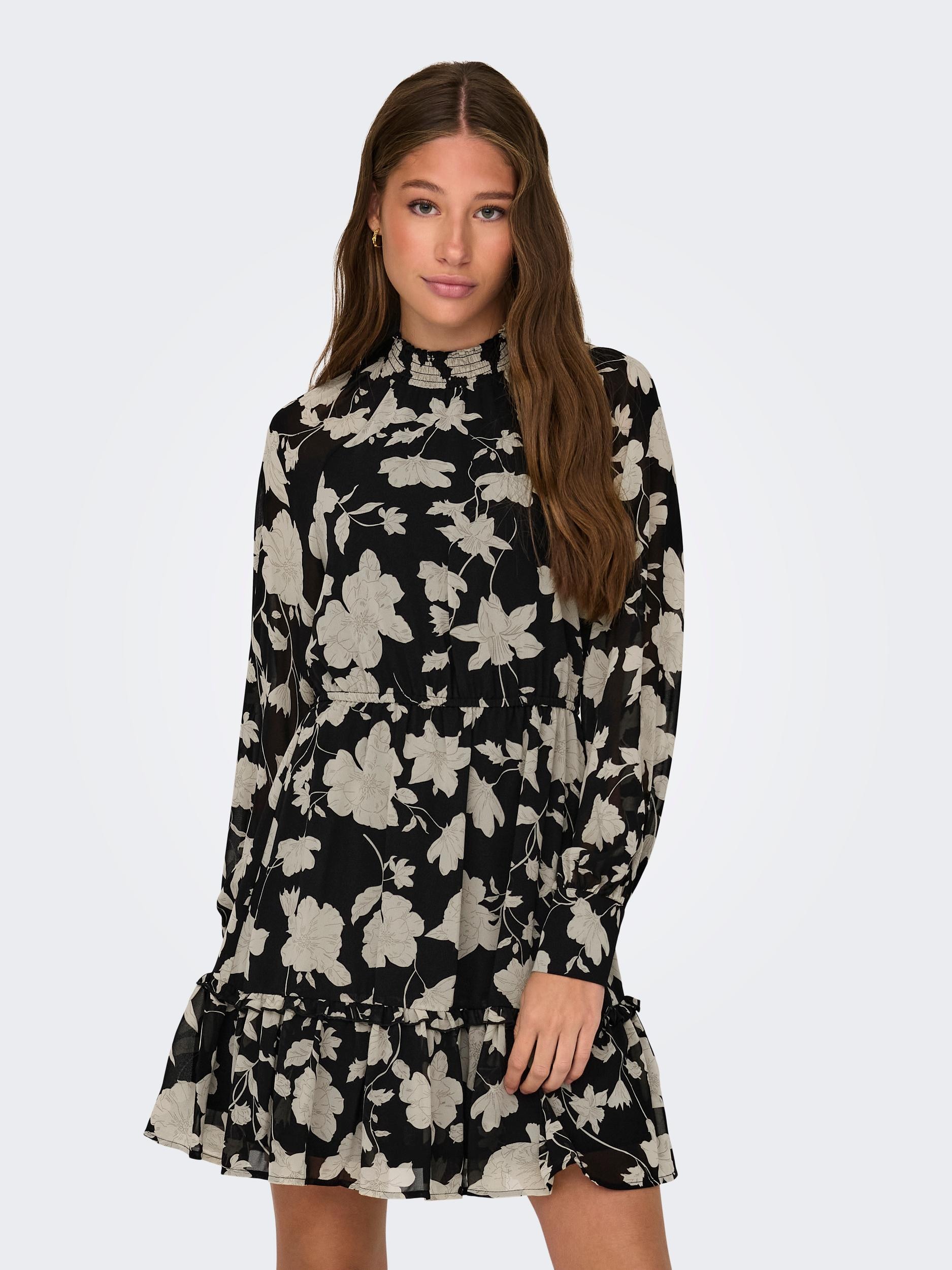 ♕ ONLY Blusenkleid »ONLLINNEA L/S SMOCK DRESS EX PTM«, mit Volant  versandkostenfrei bestellen | Sommerkleider