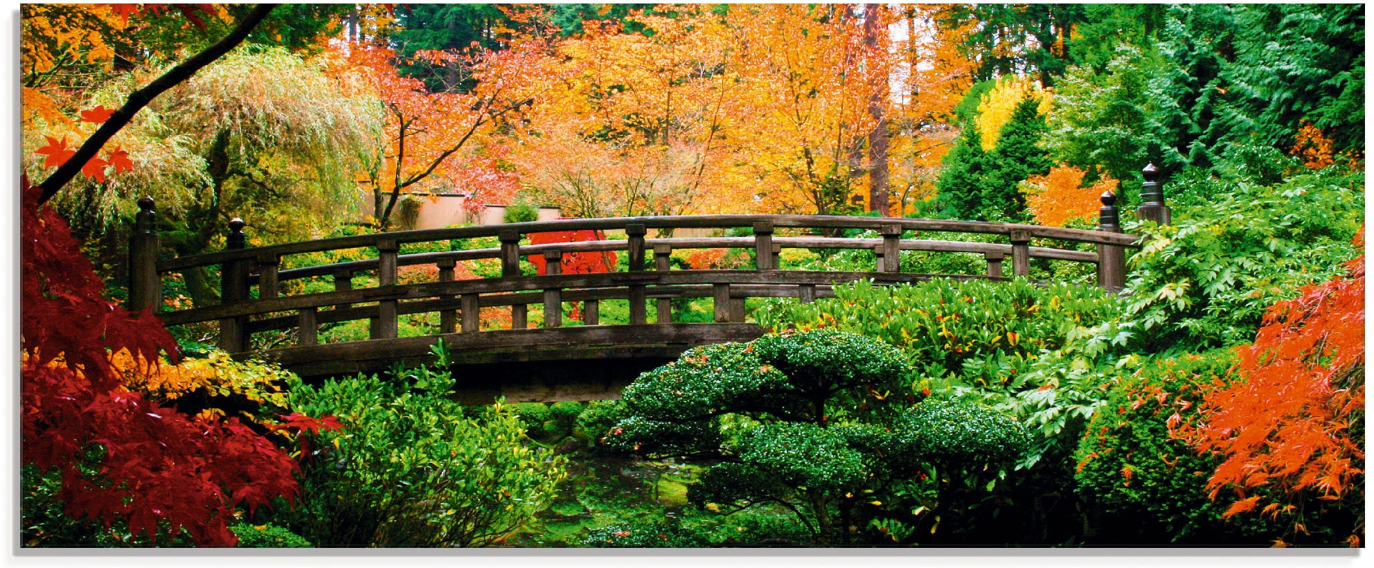 Image of Artland Glasbild "Eine Brücke im japanischen Garten" Brücken 1 Stk. tlg. in verschiedenen Grössen