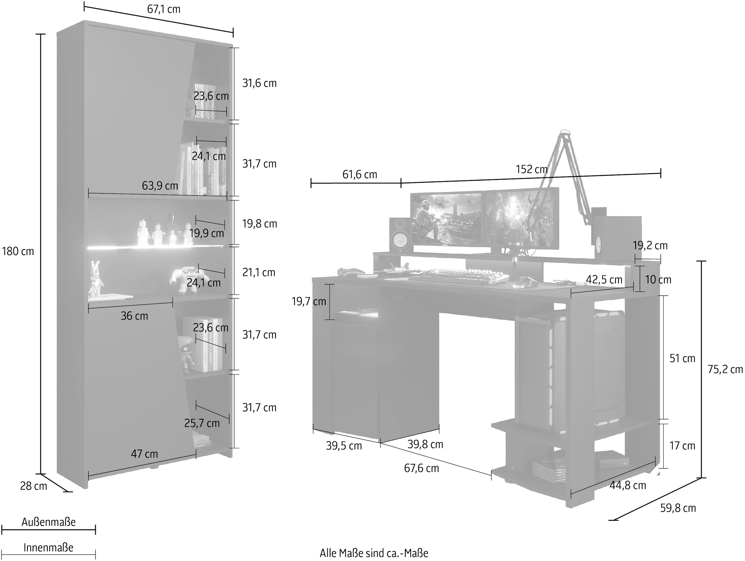 Parisot Jugendzimmer-Set »Gaming - Set«, (2 tlg.), Gaming-Set