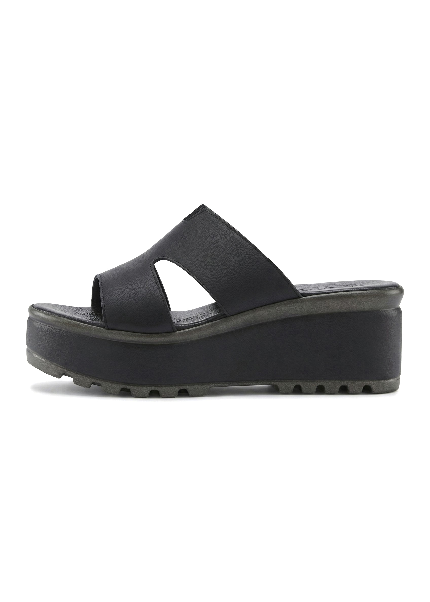 LASCANA Pantolette »Sandale, Sommerschuh, Mule, offener Schuh,«  aus Leder mit Keilabsatz