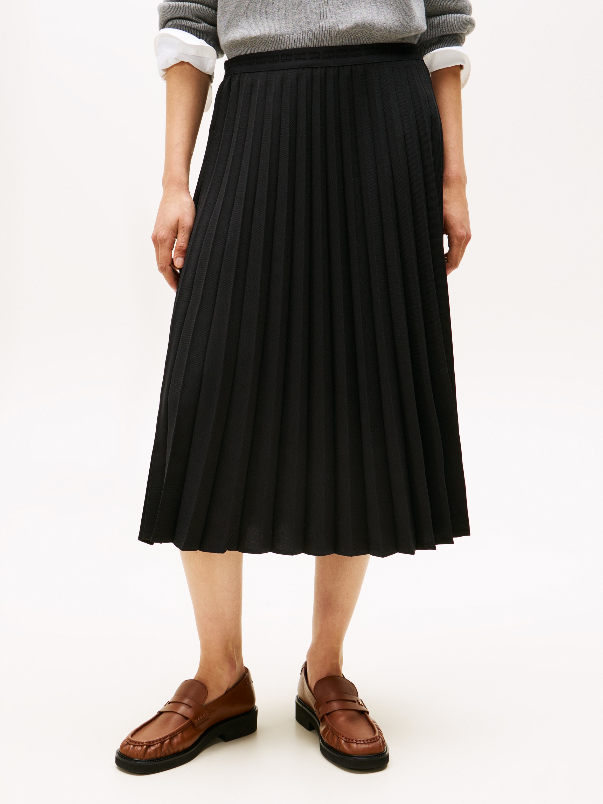 Image of Tommy Hilfiger Plisseerock "FLUID PLEATED PULL ON MIDI SKIRT"