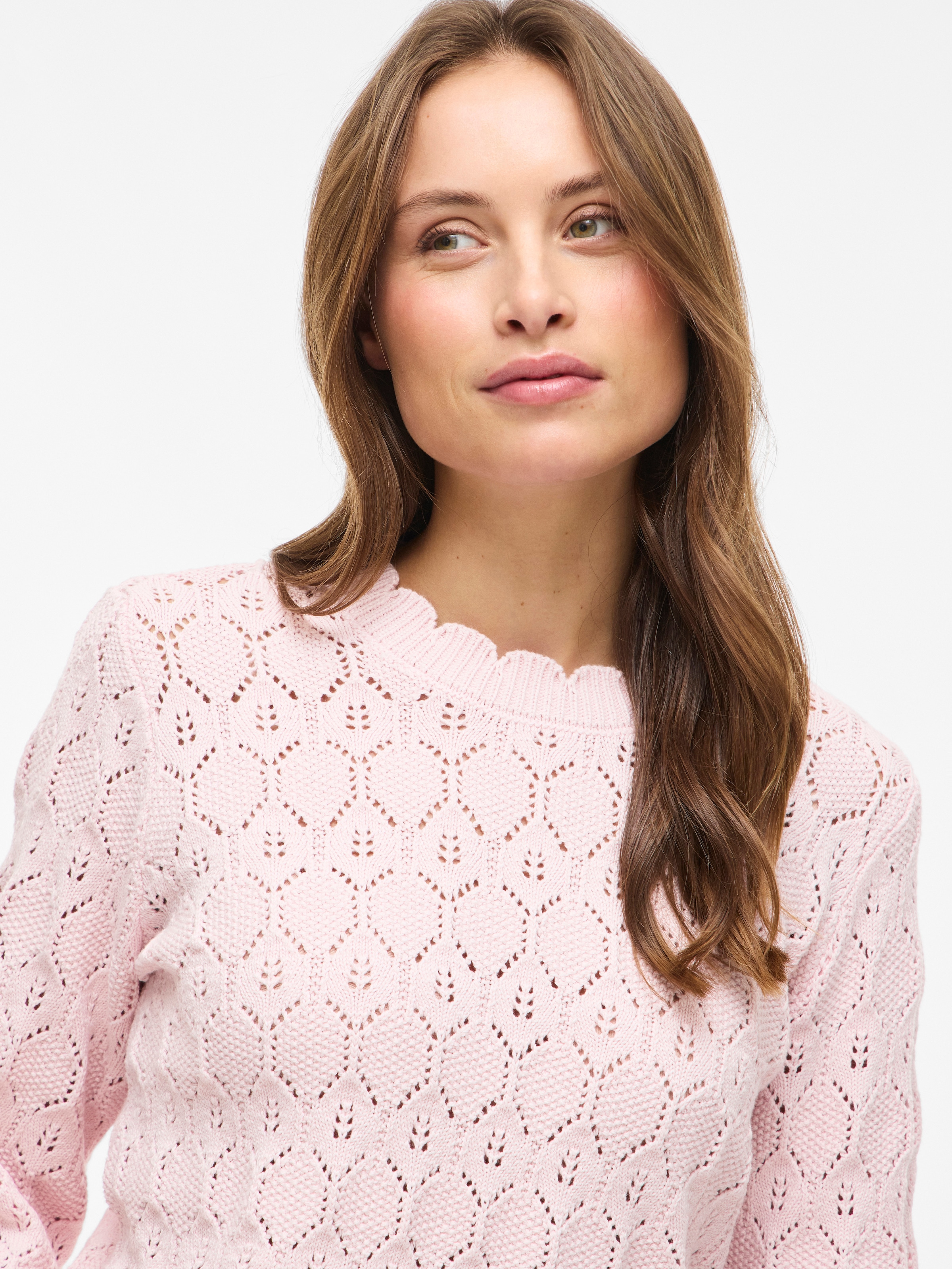 Vila Pull à col rond »VILOWEN L/S POINTELLE KNIT TOP/PB«