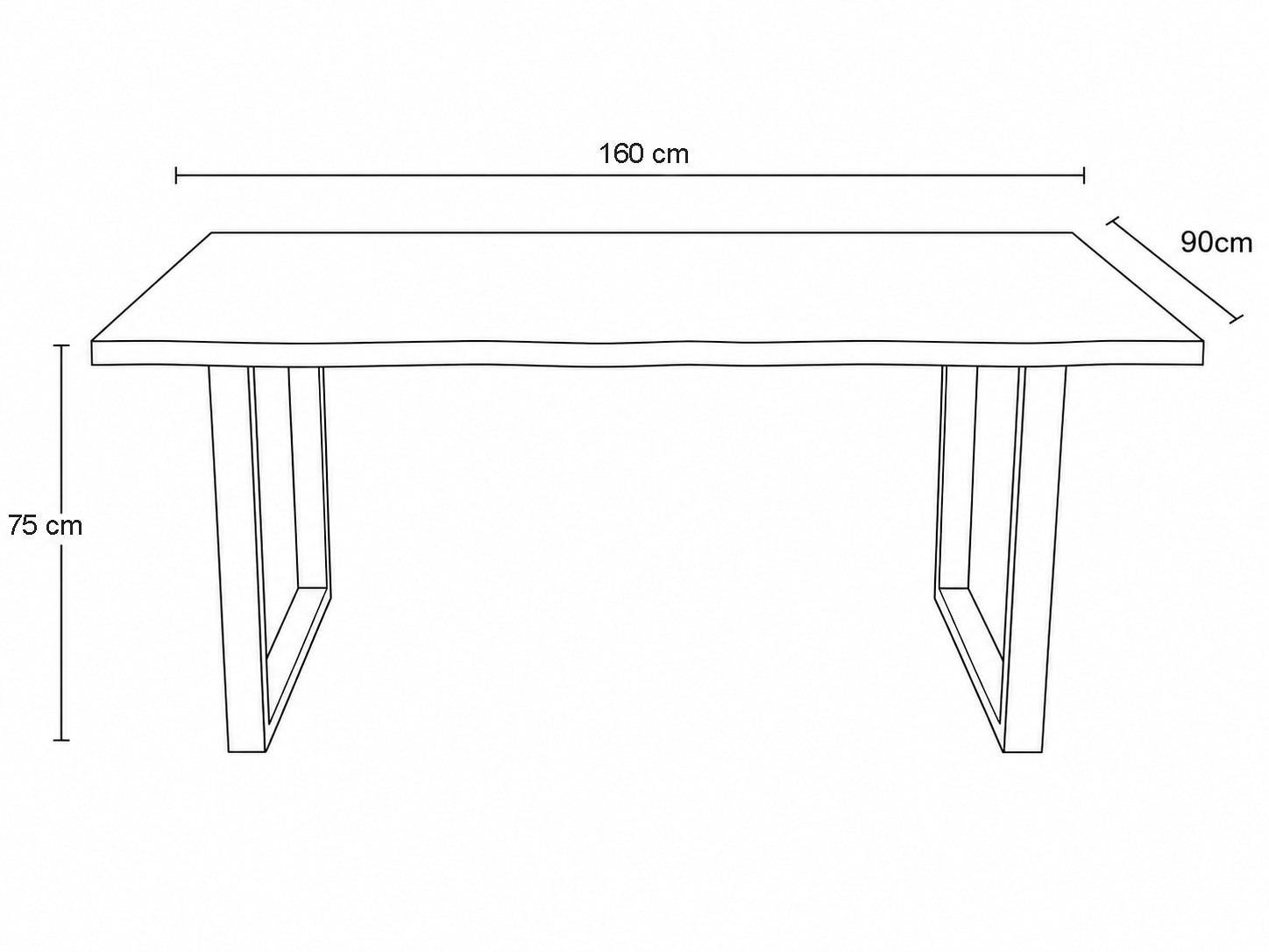 GOODproduct Esstisch »»AARHAUS« Speisetisch, Küchentisch, Wohntisch, Esszimmertisch« Wildeiche geölt Natur/Smoke, Baumkante, U-Gestell schwarz Metall