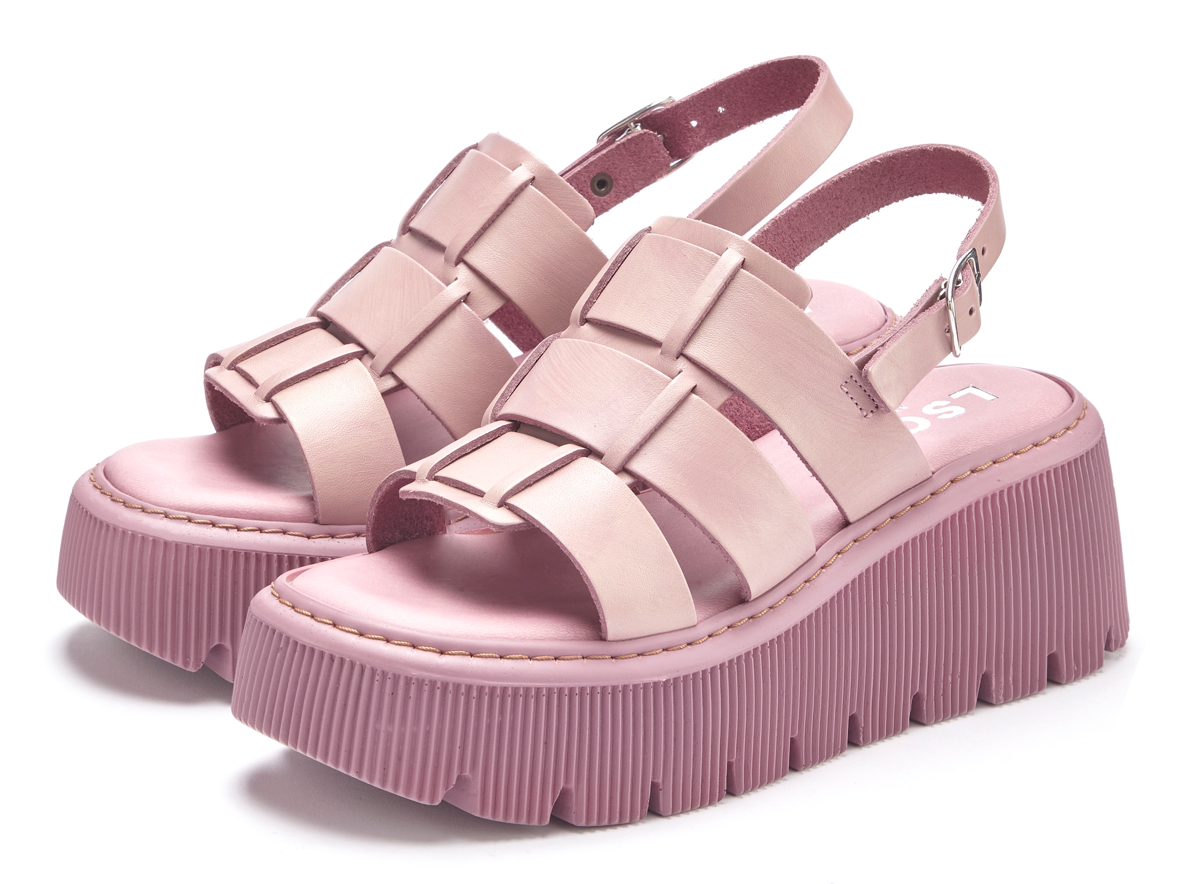 Image of LSCN by LASCANA Sandalette "Sommerschuh" Sandale, Sommerschuh, Pantolette aus Leder mit Plateau