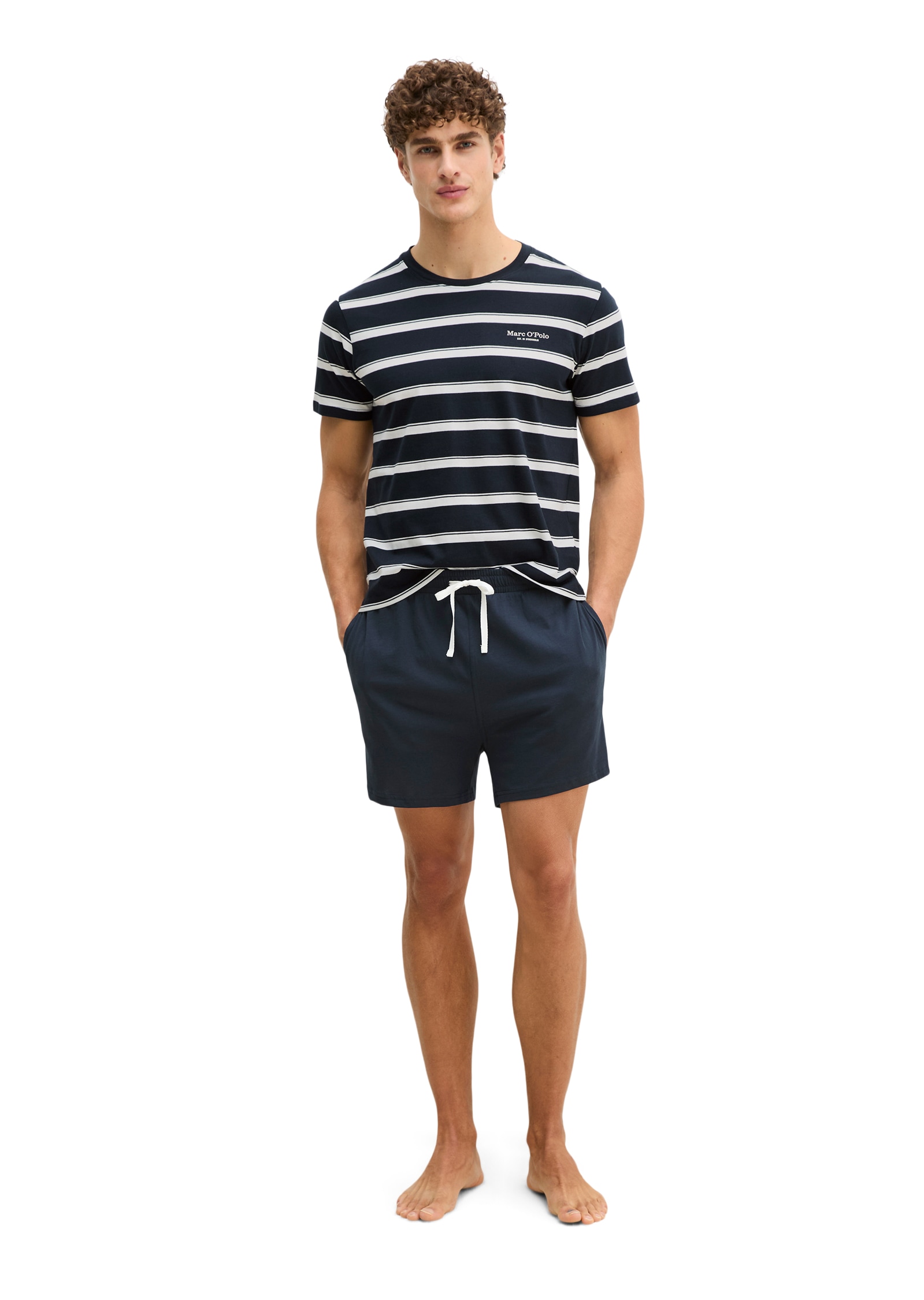 Marc O'Polo Shorty »Mix N Match Cotton« 2 pièces avec haut rayé, col rond et manches courtes