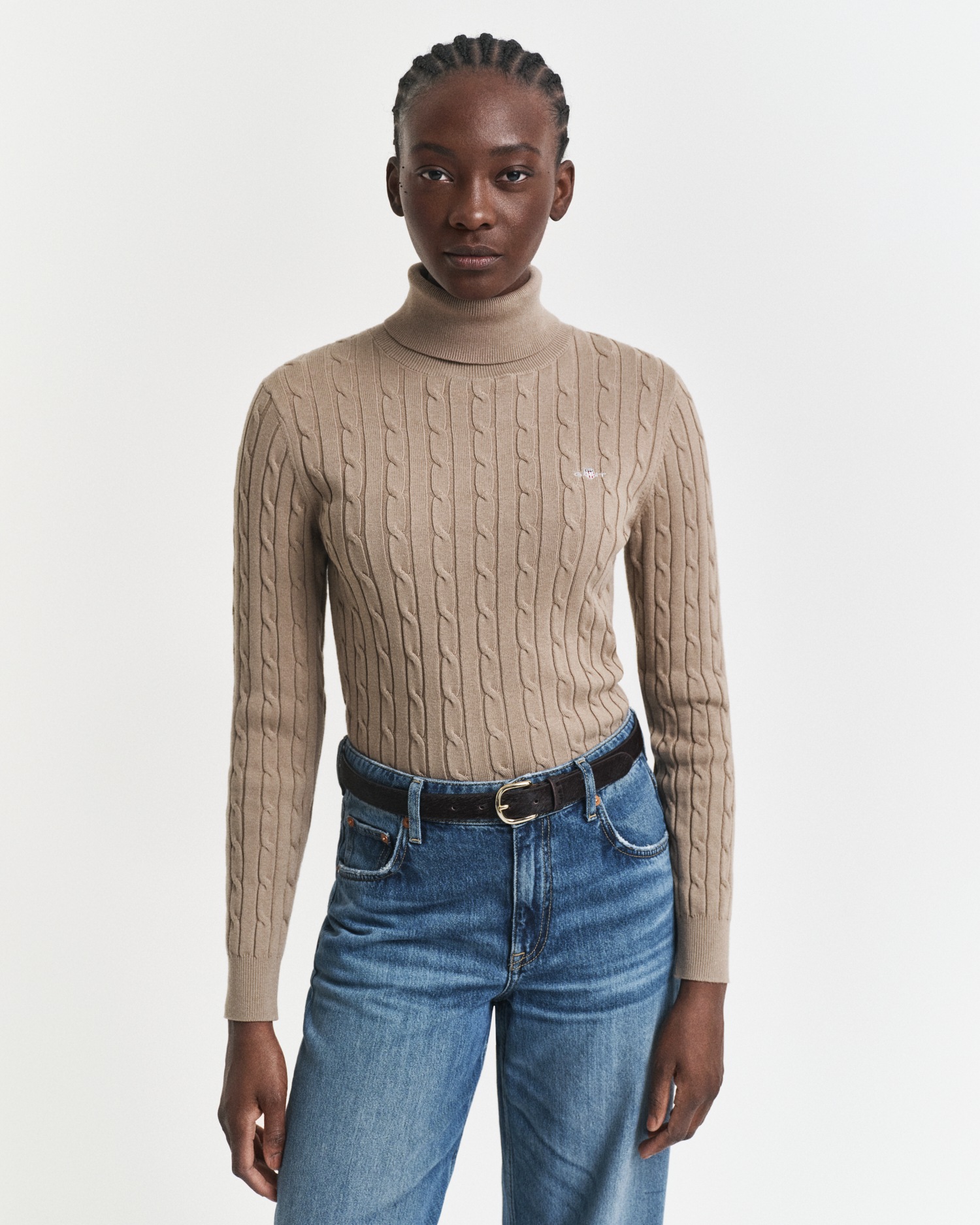 Image of Gant Rollkragenpullover "STRETCH COTTON CABLE TURTLENECK" mit Zopfmuster