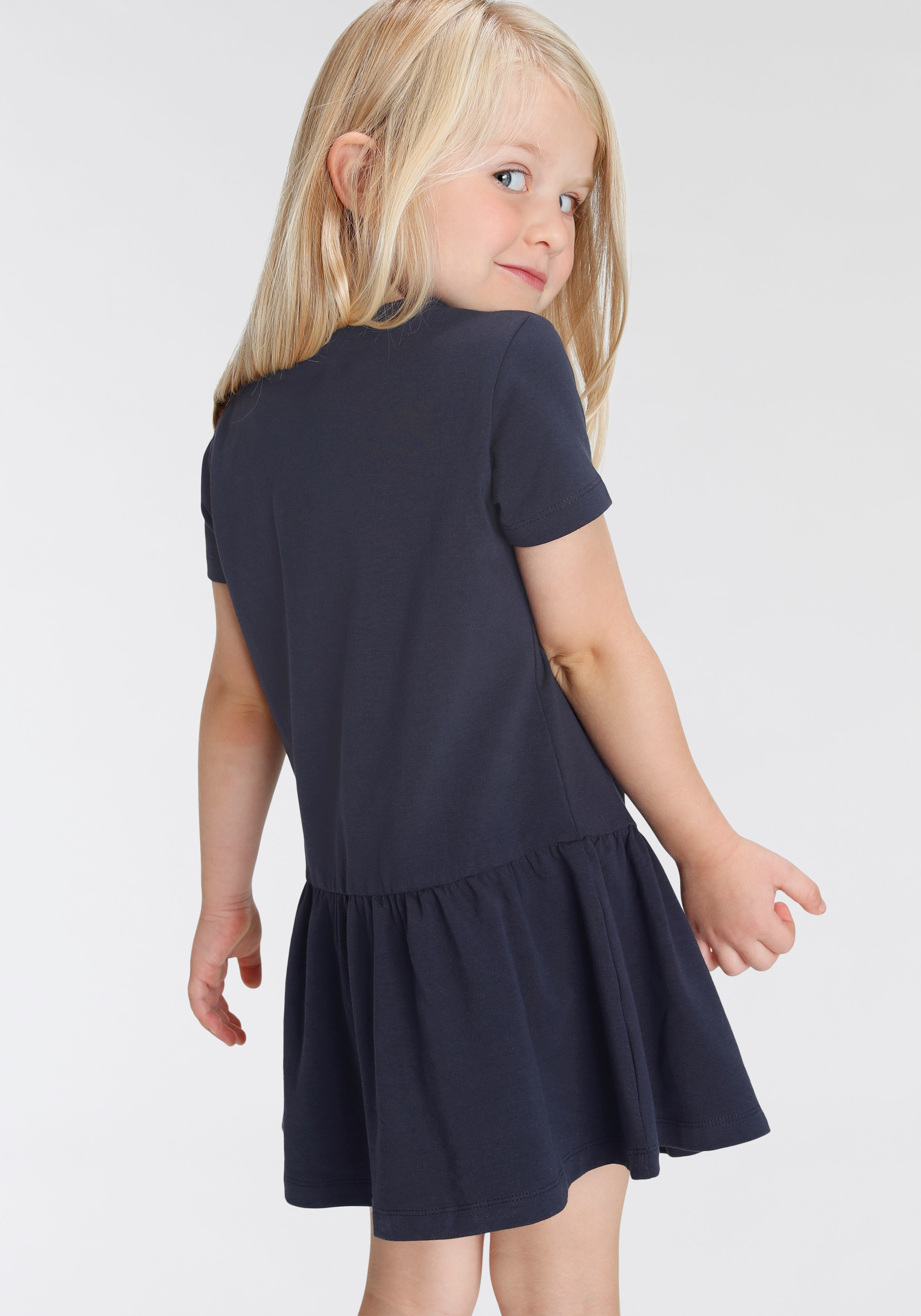KIDSWORLD Jerseykleid Trendige süssem Mindestbestellwert mit »Einhorn«, am versandkostenfrei - Volant bestellen Saum ohne