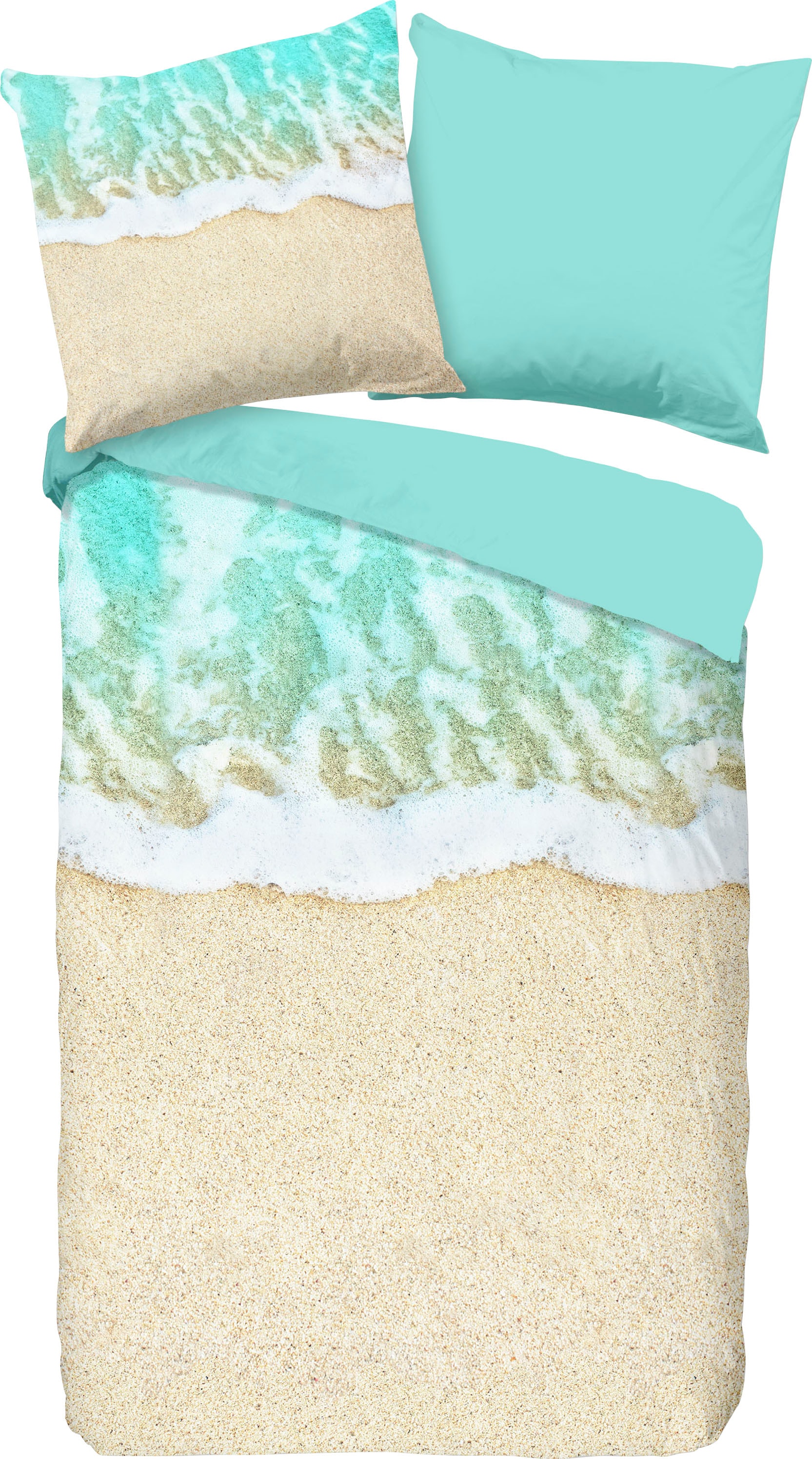 good morning Wendebettwäsche »Beachs«, Baumwolle, Renforcé, 135x200, Reissverschluss, Wendeoptik, Strand, Meer