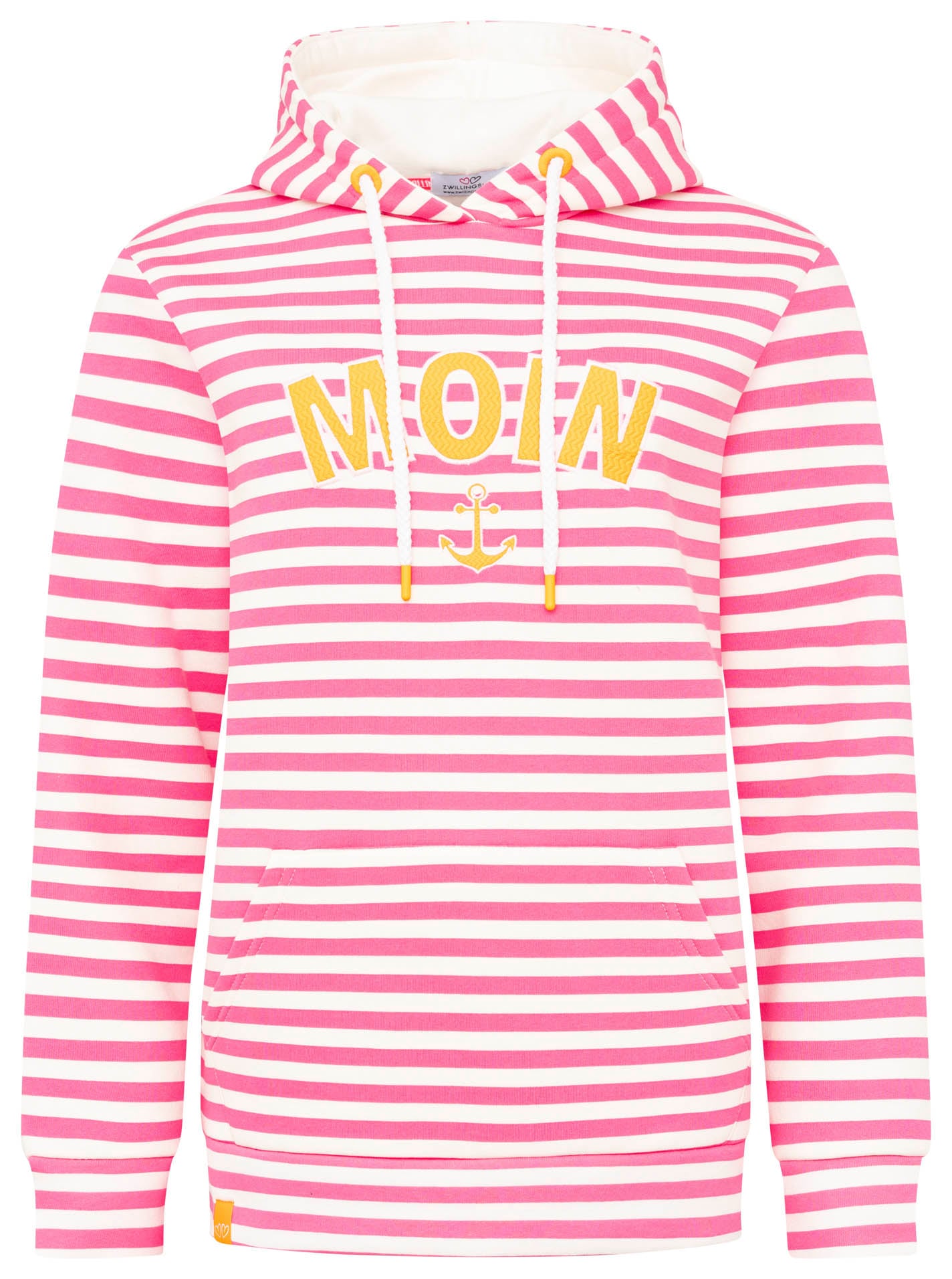 Zwillingsherz Kapuzensweatshirt »"Streifen Moin"«, gestreift, grosse "MOIN"- und Anker -Stickerei, Tasche vorne