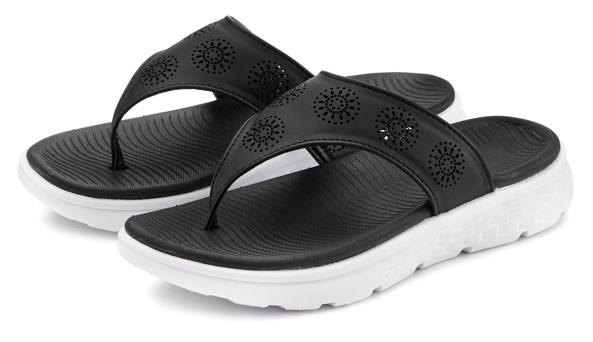 Image of Vivance Zehentrenner "Badeschuhe, Badelatsche, Flip Flop, Sommerschuh," Pantolette mit Cut-Out-Muster VEGAN