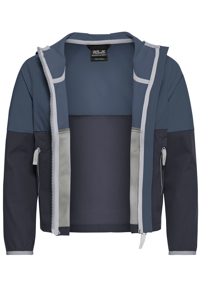 Jack Wolfskin Veste softshell »SANDBIRD HOODED JKT K« mit Kapuze Winddicht, atmungsaktiv, Übergangsjacke