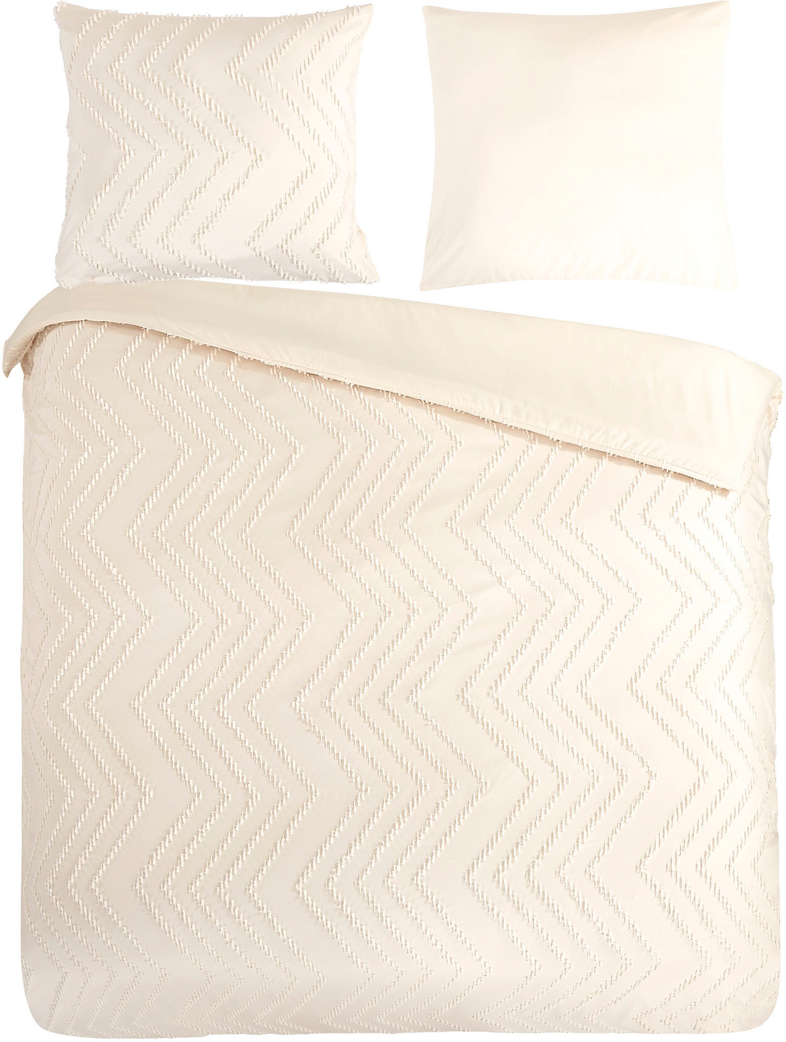 PURE luxury collection Bettwäsche »Zigzag«, Mikrofaser, 135x200, 2 Teilig, Pflegeleicht, Reissverschluss, Luxe, Uni