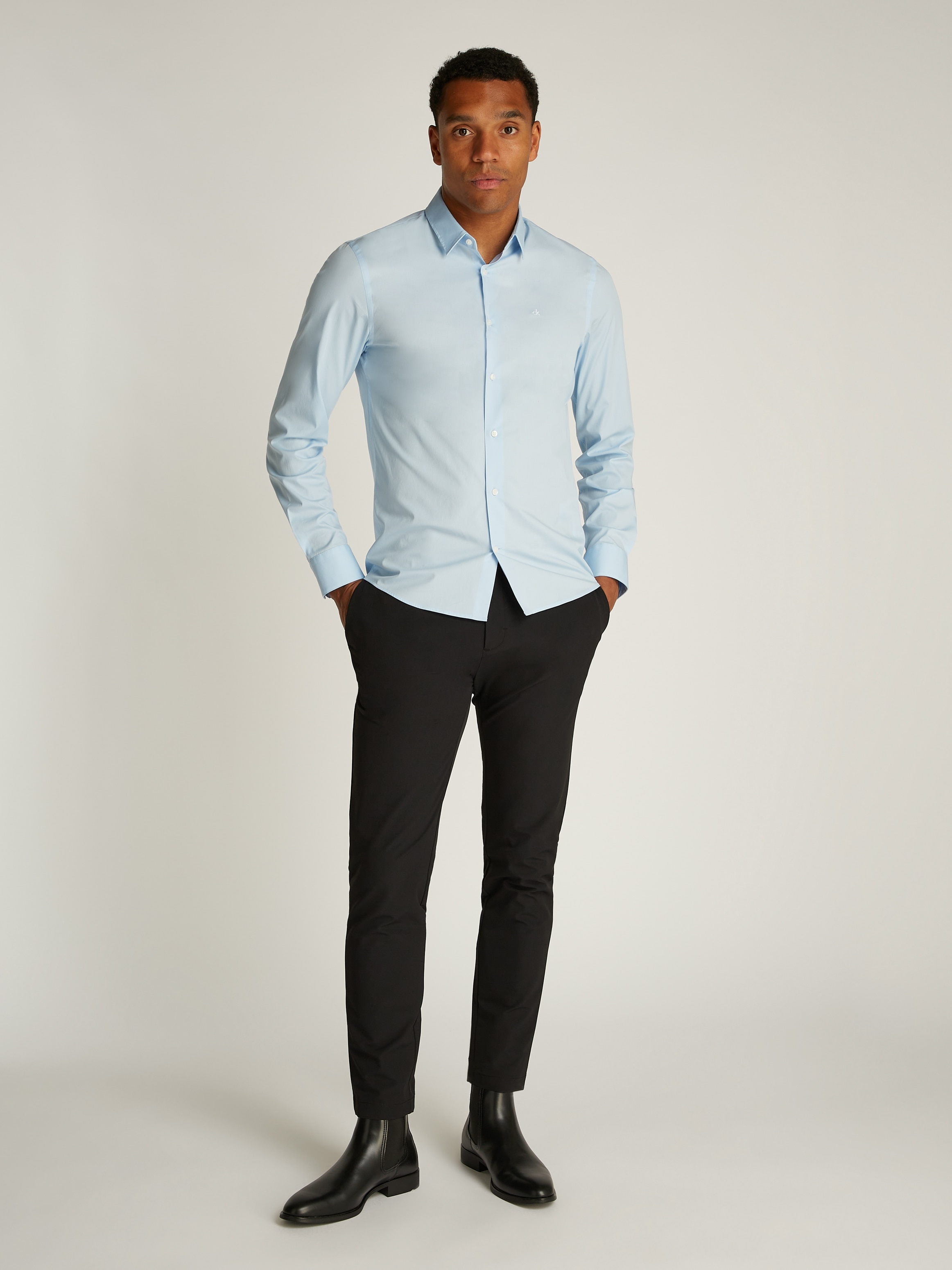 Calvin Klein Businesshemd »STRETCH POPLIN SLIM SHIRT«, mit Calvin Klein Logo auf der Brust