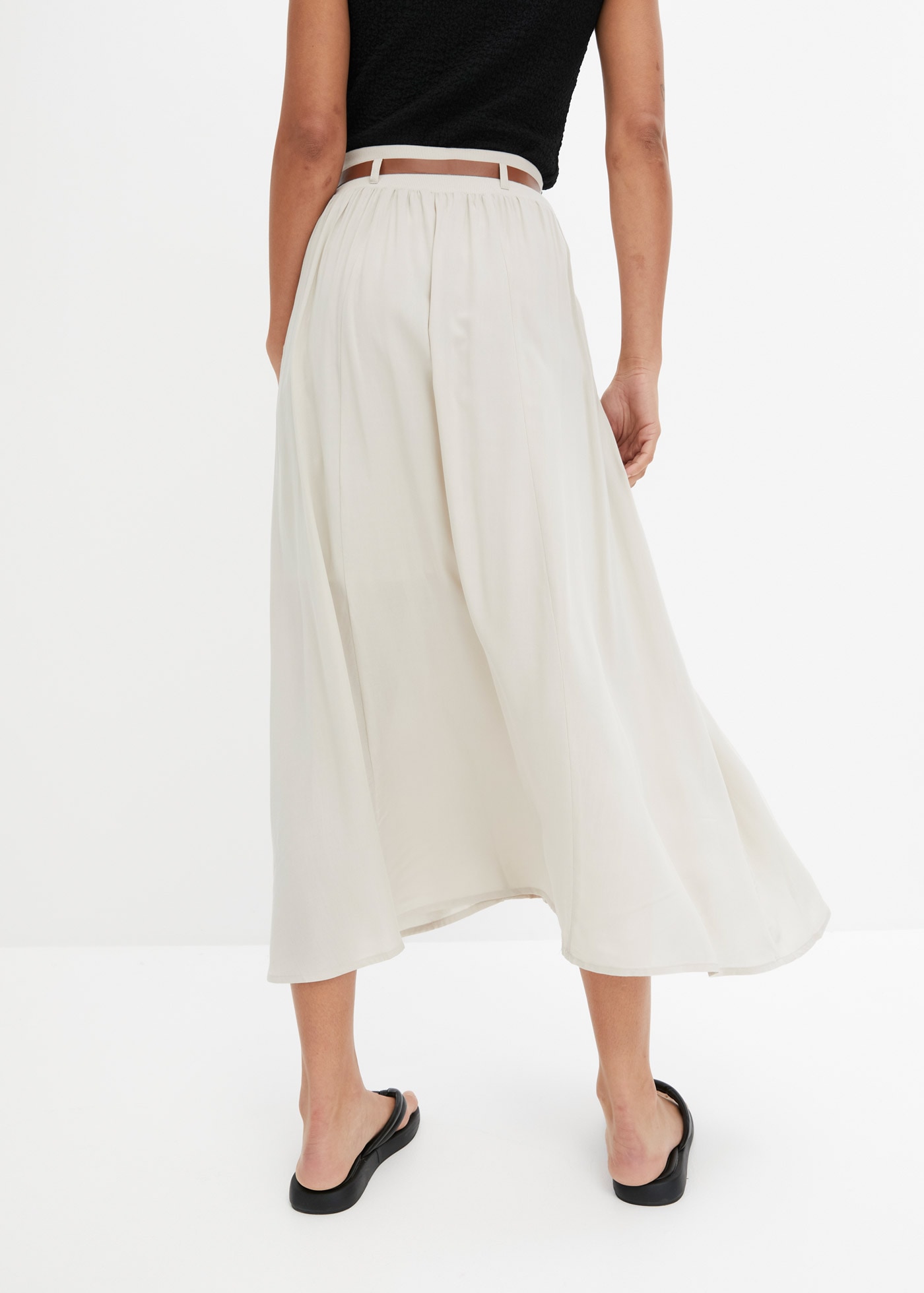 bonprix Maxi jupe »Maxirock mit Gürtel (2-tlg.Set)« Ensemble, 2 mit Gürtel, Maxilänge, ausgestellte Passform, mit Eingrifftaschen