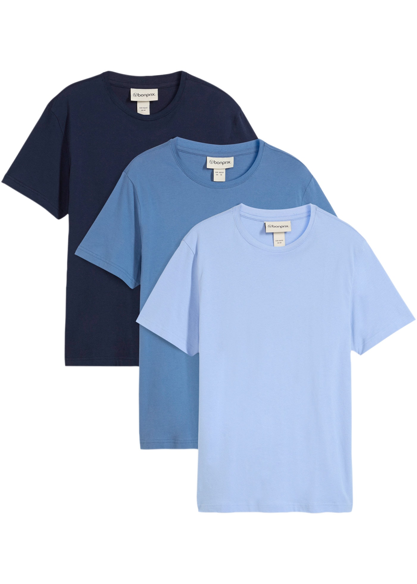 Image of bonprix T-Shirt "T-Shirt (3er Pack)" Packung, 3 bequemer Regular Fit, Rundhalsausschnitt, leichte Stoffqualität