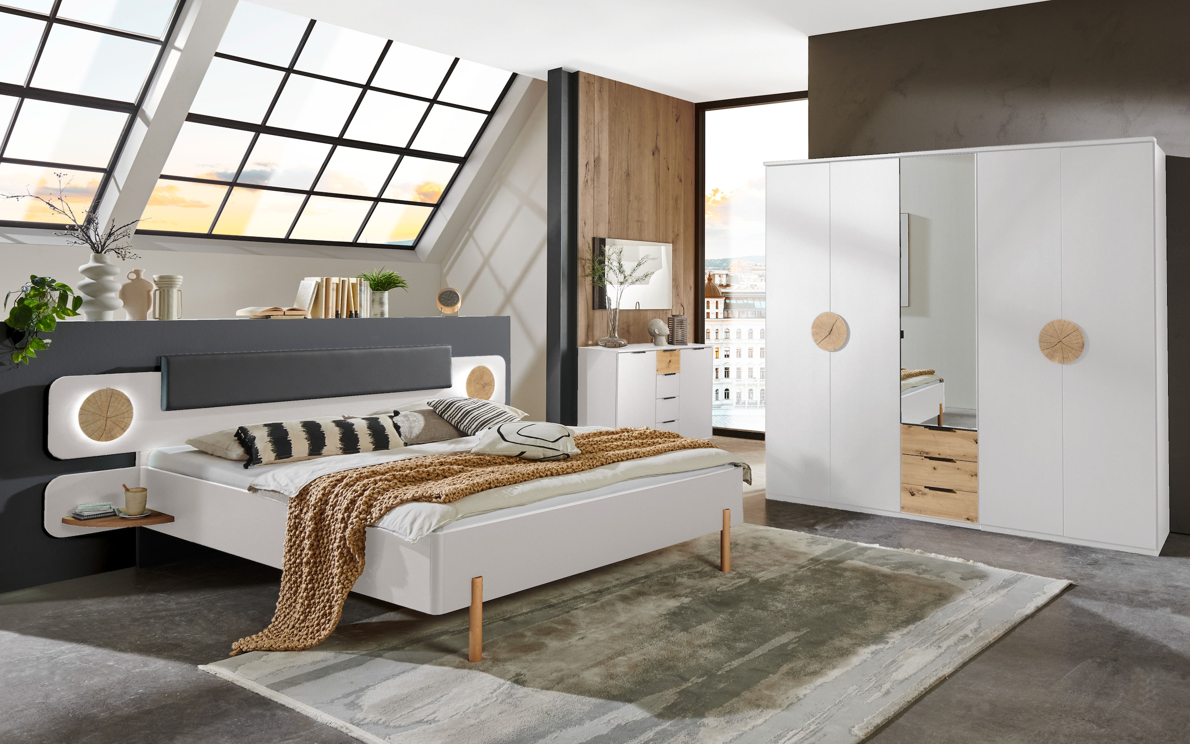 Wimex Drehtürenschrank »Toscana« Mit attraktiven Griffscheiben in Vollholzoptik, 225 oder 270cm breit