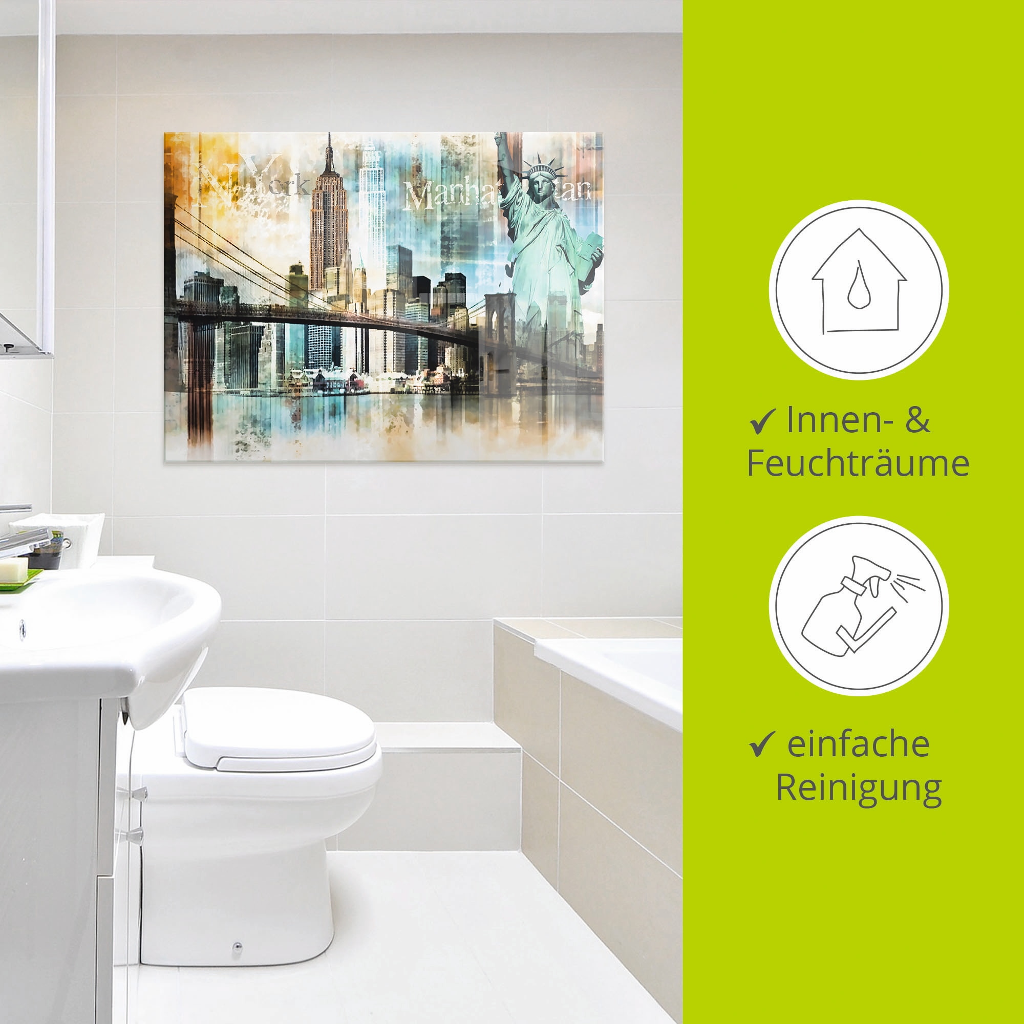 Artland Glasbild »New York Skyline Abstrakte Collage II« Amerika 1 Stk. tlg. in verschiedenen Grössen