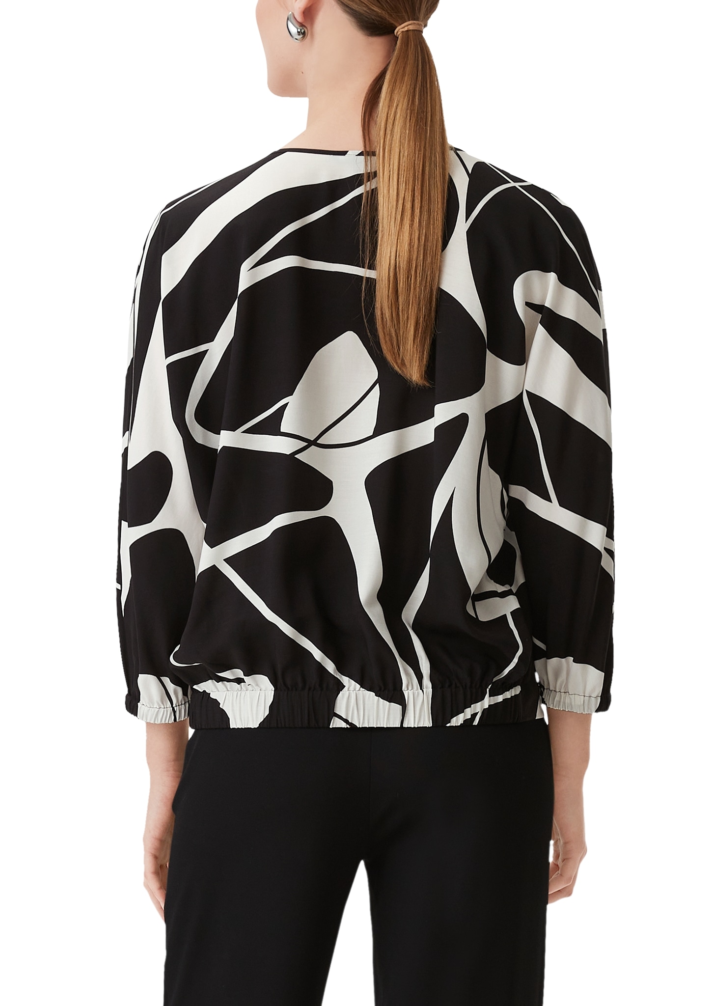 Comma Druckbluse, mit V-Ausschnitt und Allover-Muster