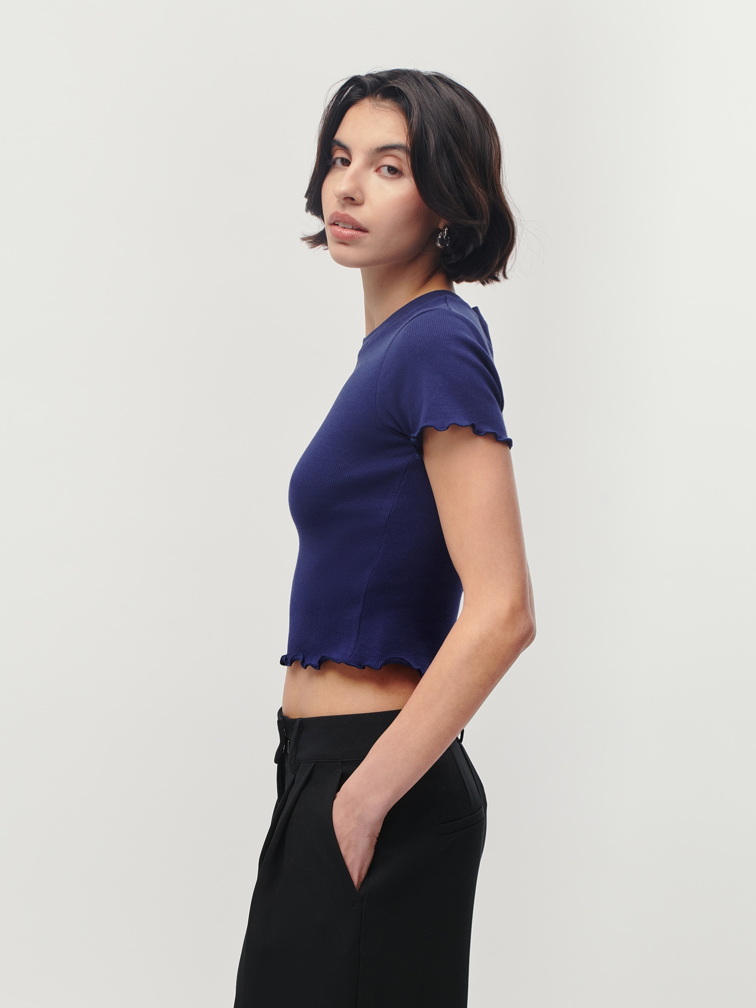 LeGer T-shirt »Teresa, LeGer by Lena Gercke« mit Rippstruktur, kurze Form, slim fit