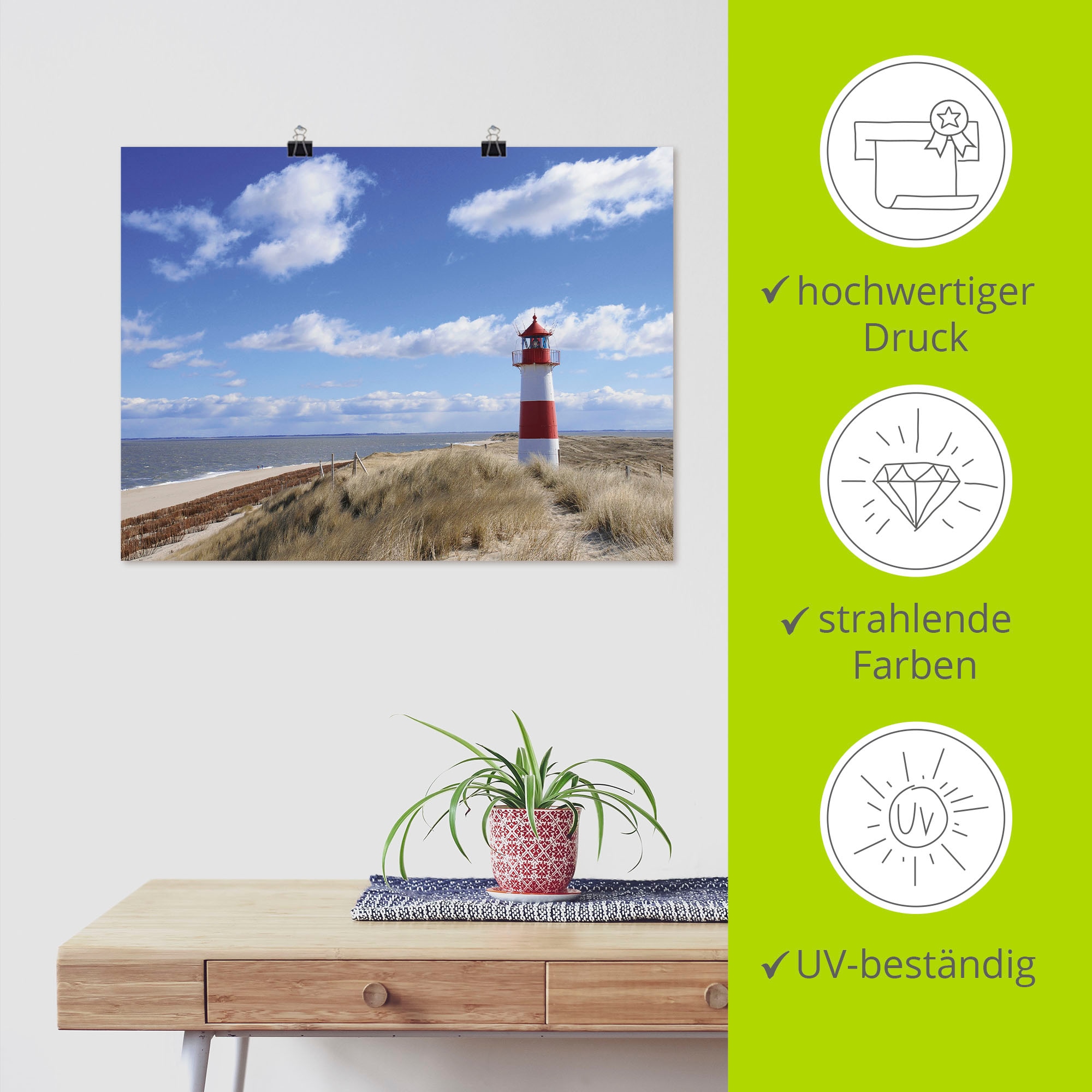 Artland Tableau sur toile »Leuchtturm Sylt« 1 cuis tlg. als Leinwandbild, Poster in verschied. Grössen