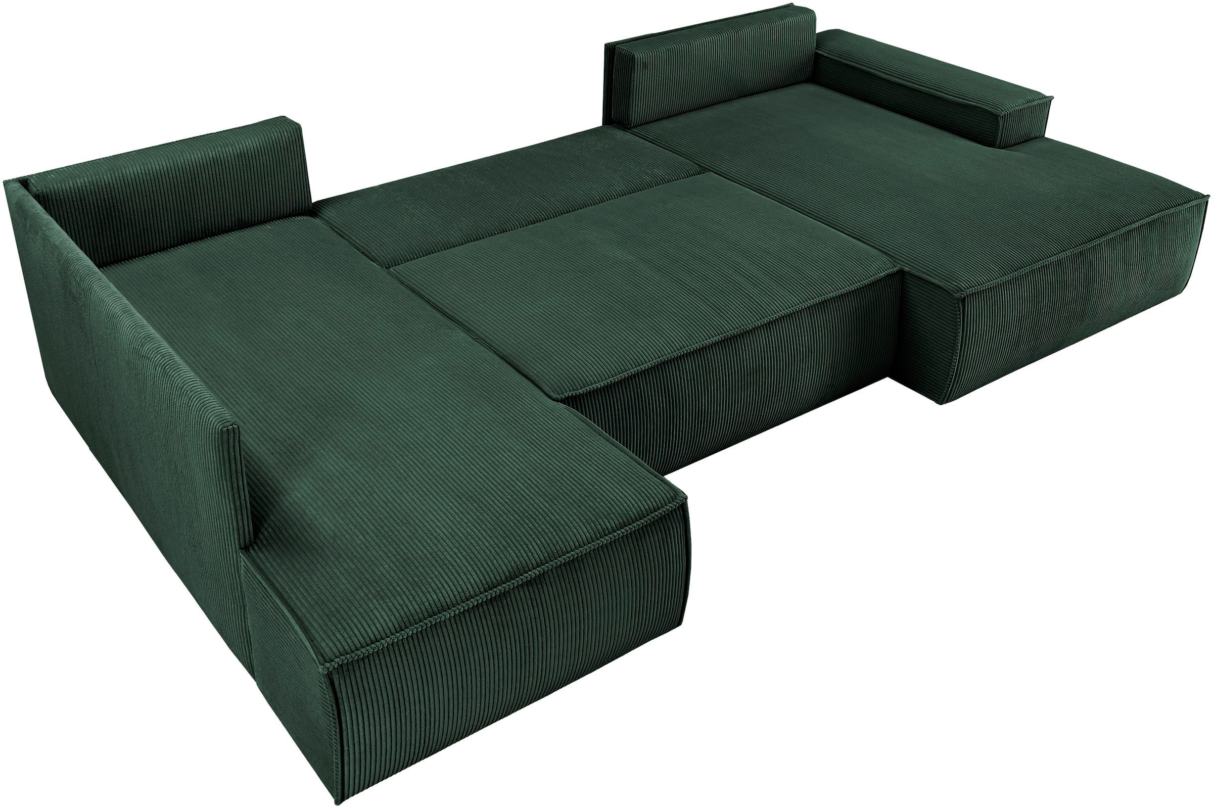 Home affaire Wohnlandschaft »SHERWOOD XXL 329 cm, U-Form, Schlafsofa,«, Schlaffunktion m. Bettkasten (194x139 cm), Cord, Vintage, Samtvelours