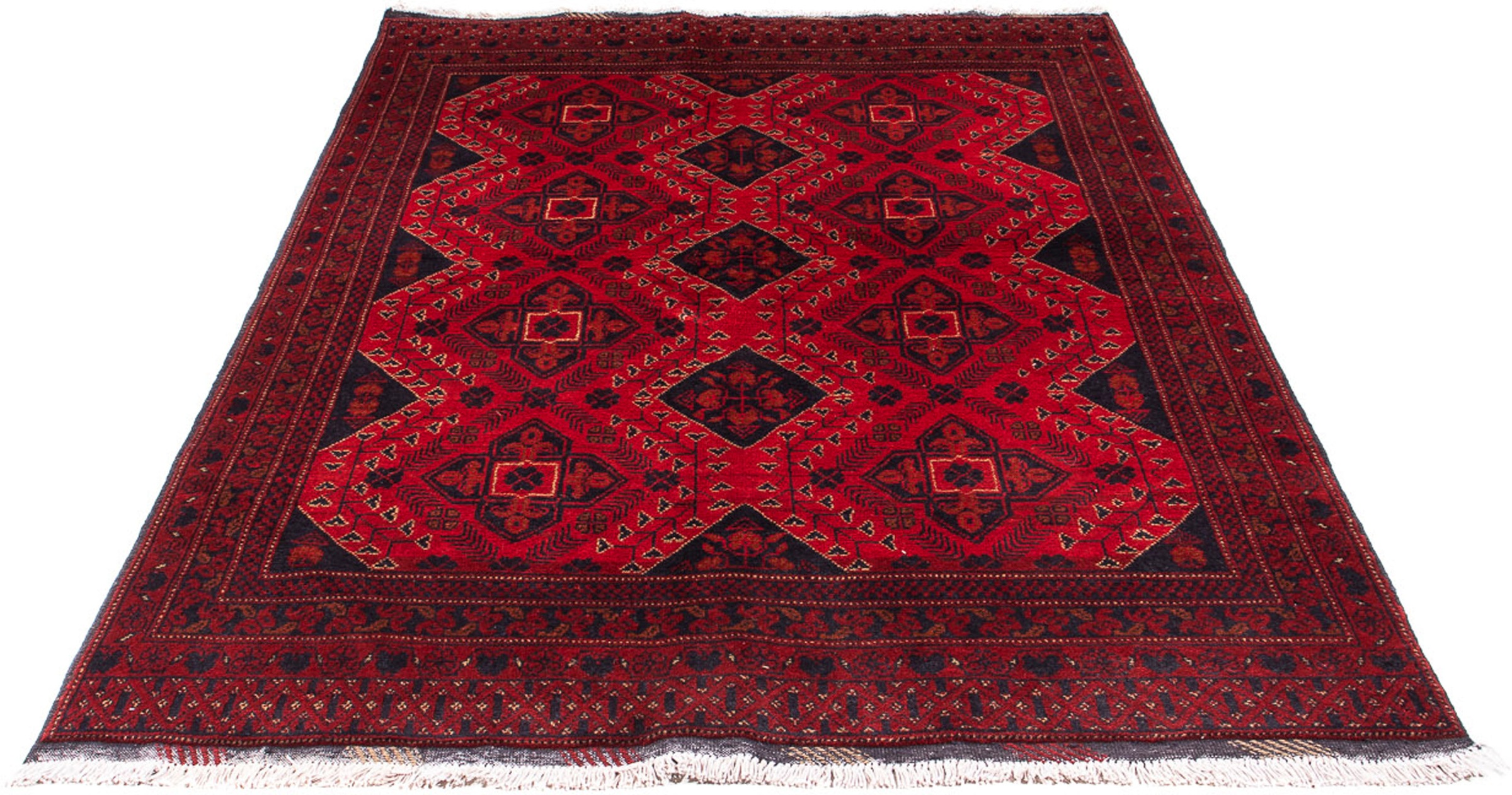 Image of morgenland Orientteppich »Afghan - Kunduz - 199 x 126 cm - dunkelrot«, rechteckig, 7 mm Höhe, Wohnzimmer, Handgeknüpft, Einzelstück mit Zertifikat bei Ackermann Versand Schweiz
