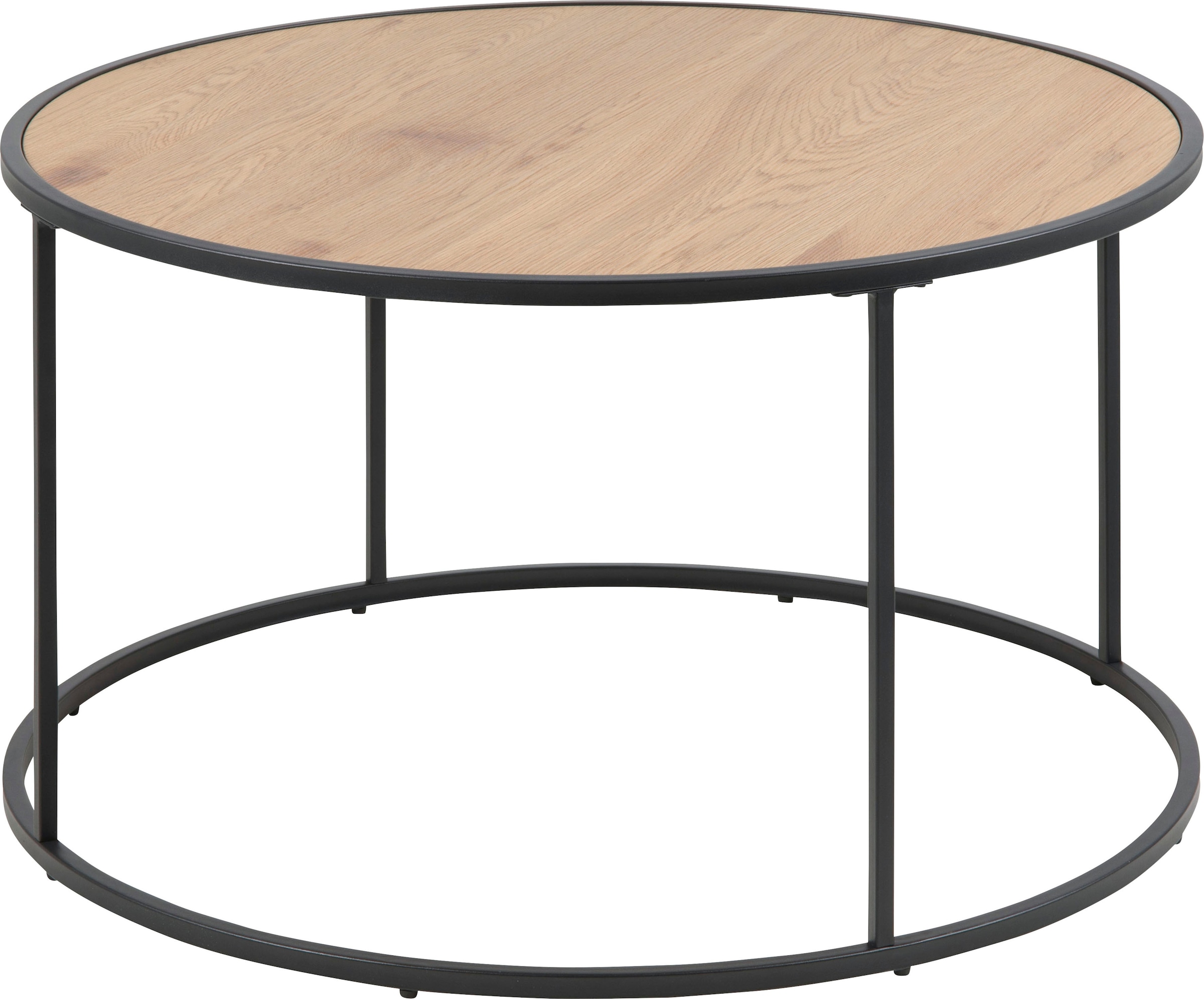 Image of ACTONA GROUP Couchtisch mit Tischplatte in Naturoptik und schmalem Metallfuss, rund, T: 80 cm