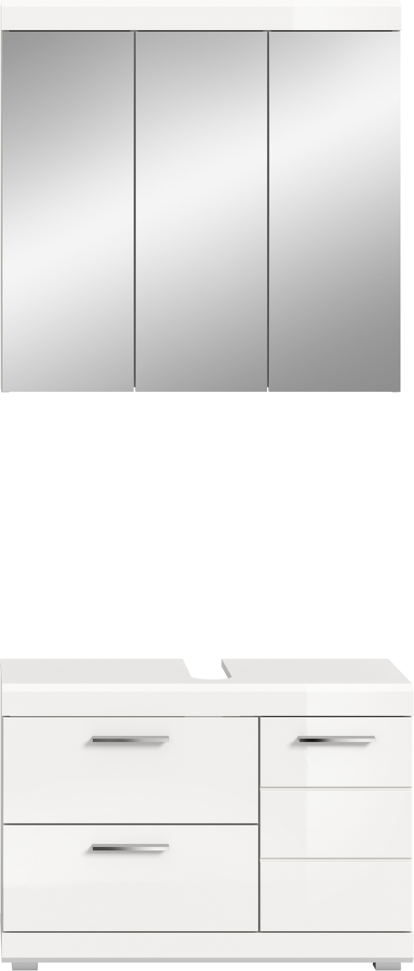 welltime Ensemble de meubles de salle de bain »SIENA, 2-teilig, Waschbeckenunterschrank & Spiegelschrank, MDF-Front«