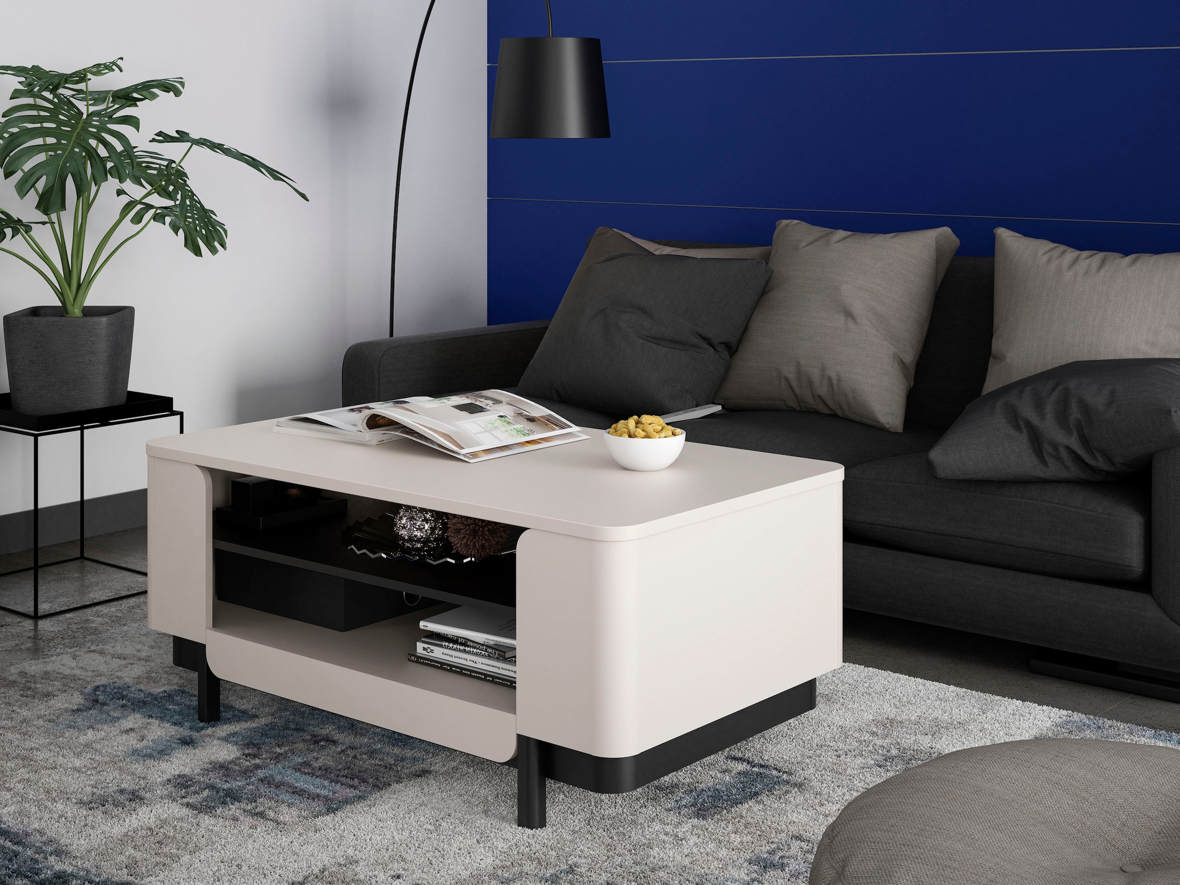 Image of FORTE Couchtisch "VODOL" Couchtisch, Ablageboden, 2 offen Fächer
