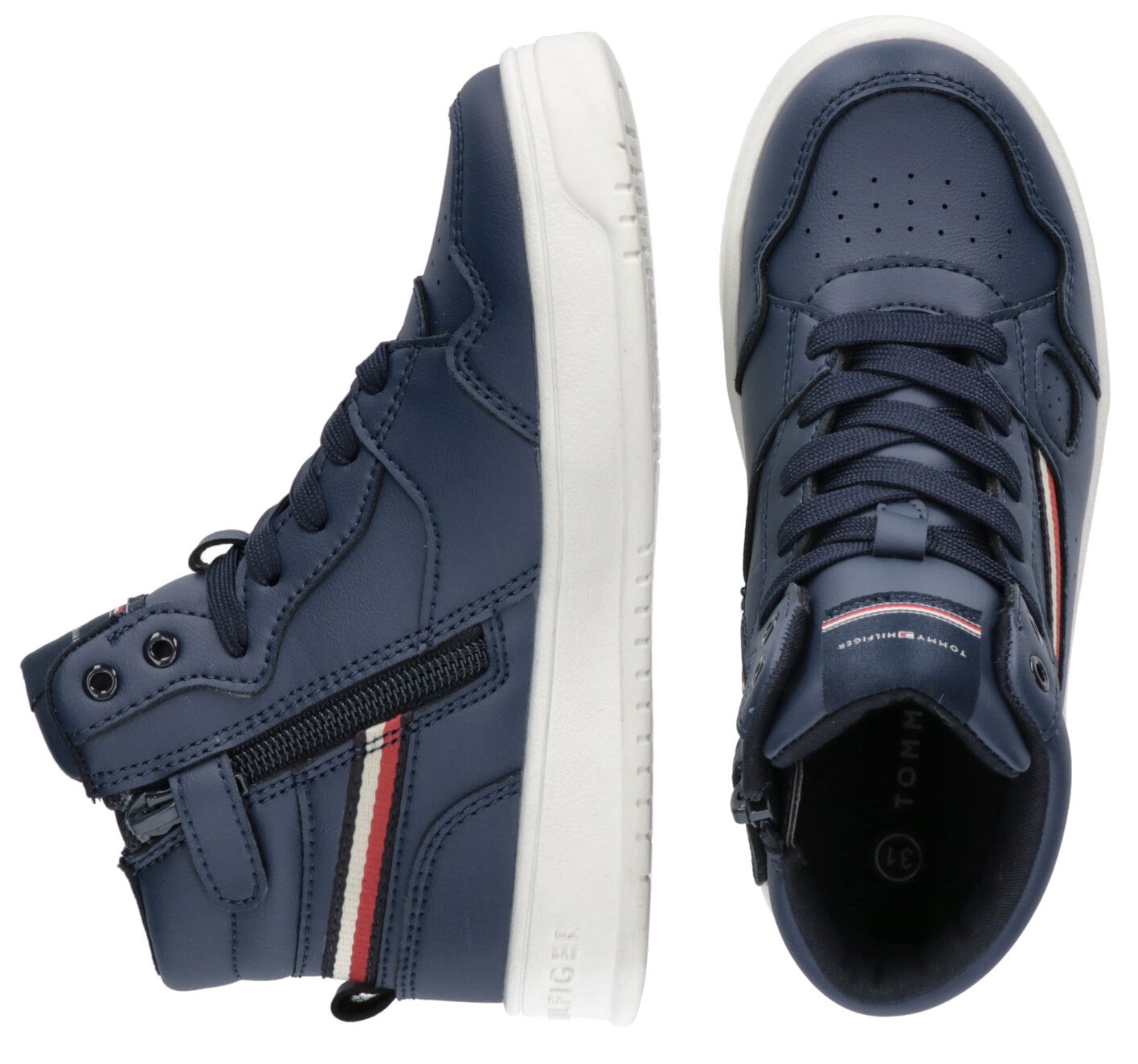 Tommy Hilfiger Sneaker »STRIPES HIGH TOP LACE-UP SNEAKER«, mit Textilband in Logofarben, Freizeitschuh, Halbschuh, Schnürschuh
