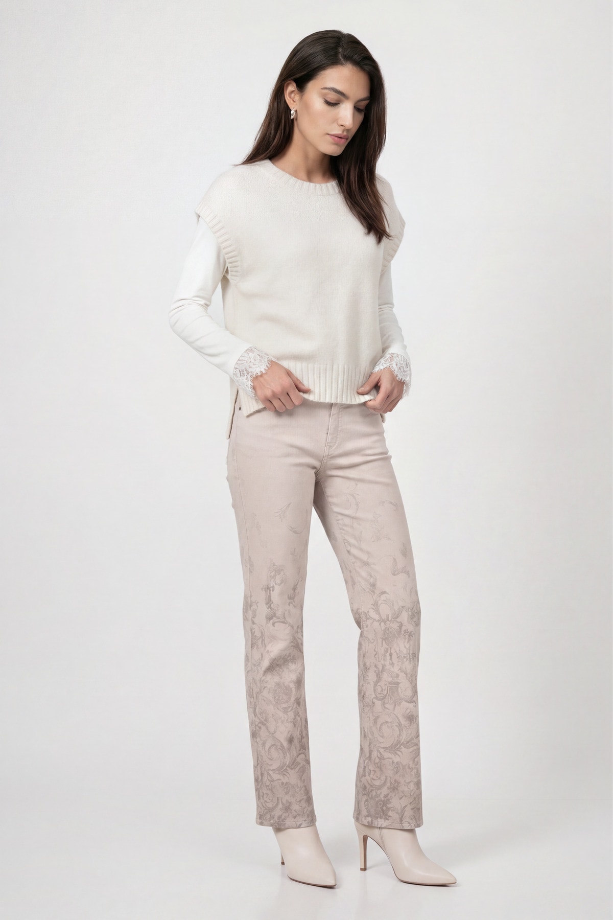 Monari Pull-over »Pullunder Lurex« Coupe régulière avec ceinture en tricot