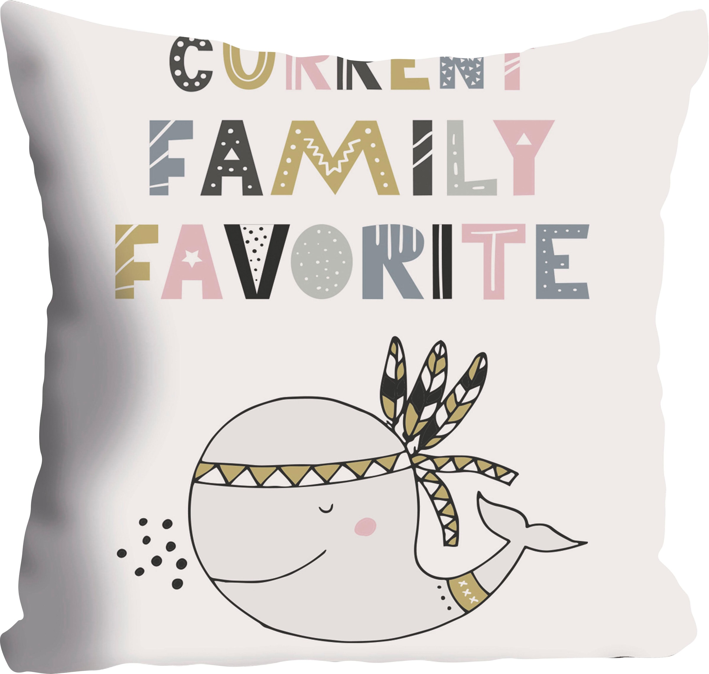 Image of queence Dekokissen ""Family Favorite"" Kissenhülle ohne Füllung, 1 Stück