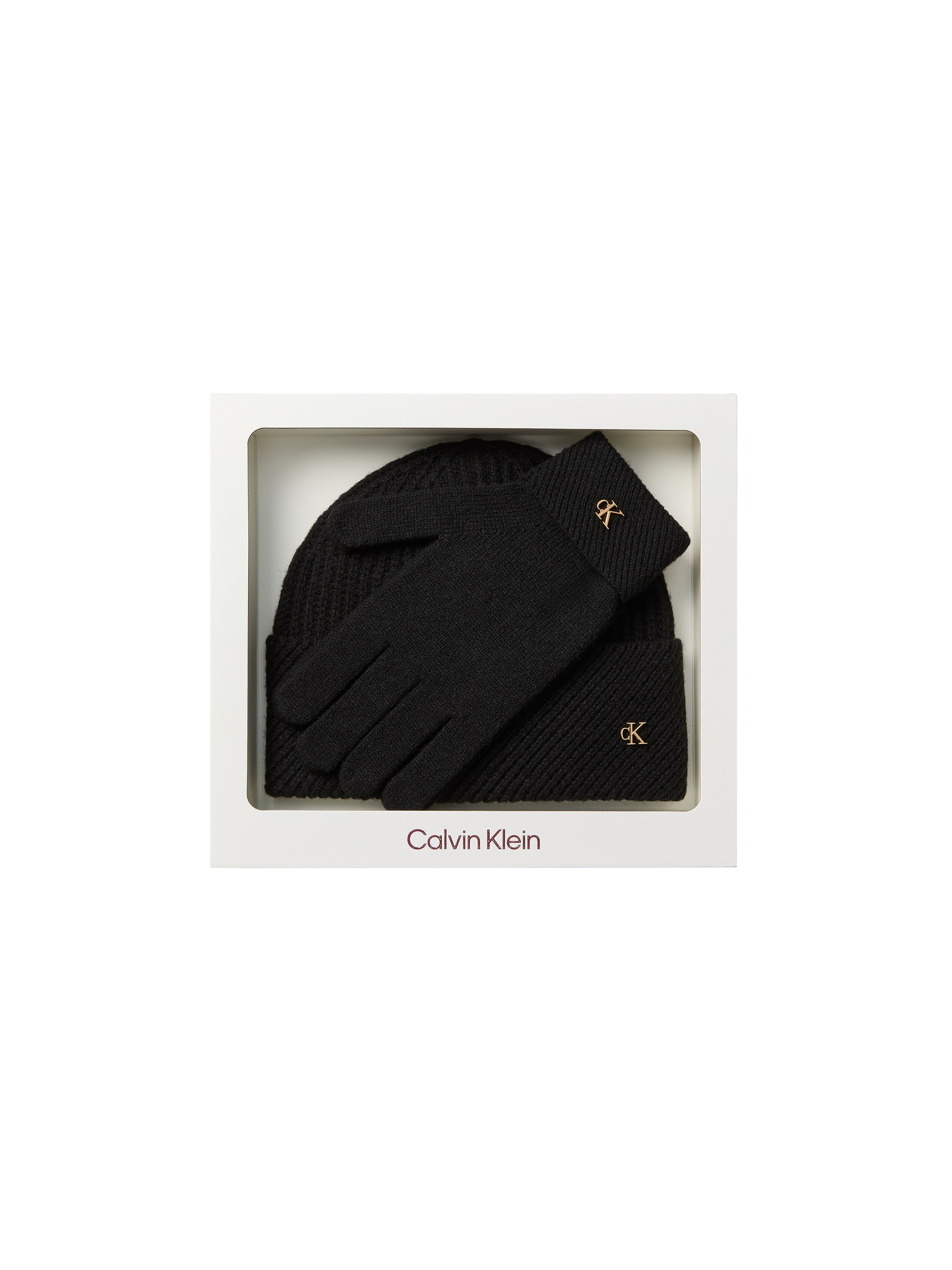 Calvin Klein Jeans Beanie »CK METAL BEANIE+GLOVES GIFTSET« Regular fit mit Markenlabel, Wollmischung