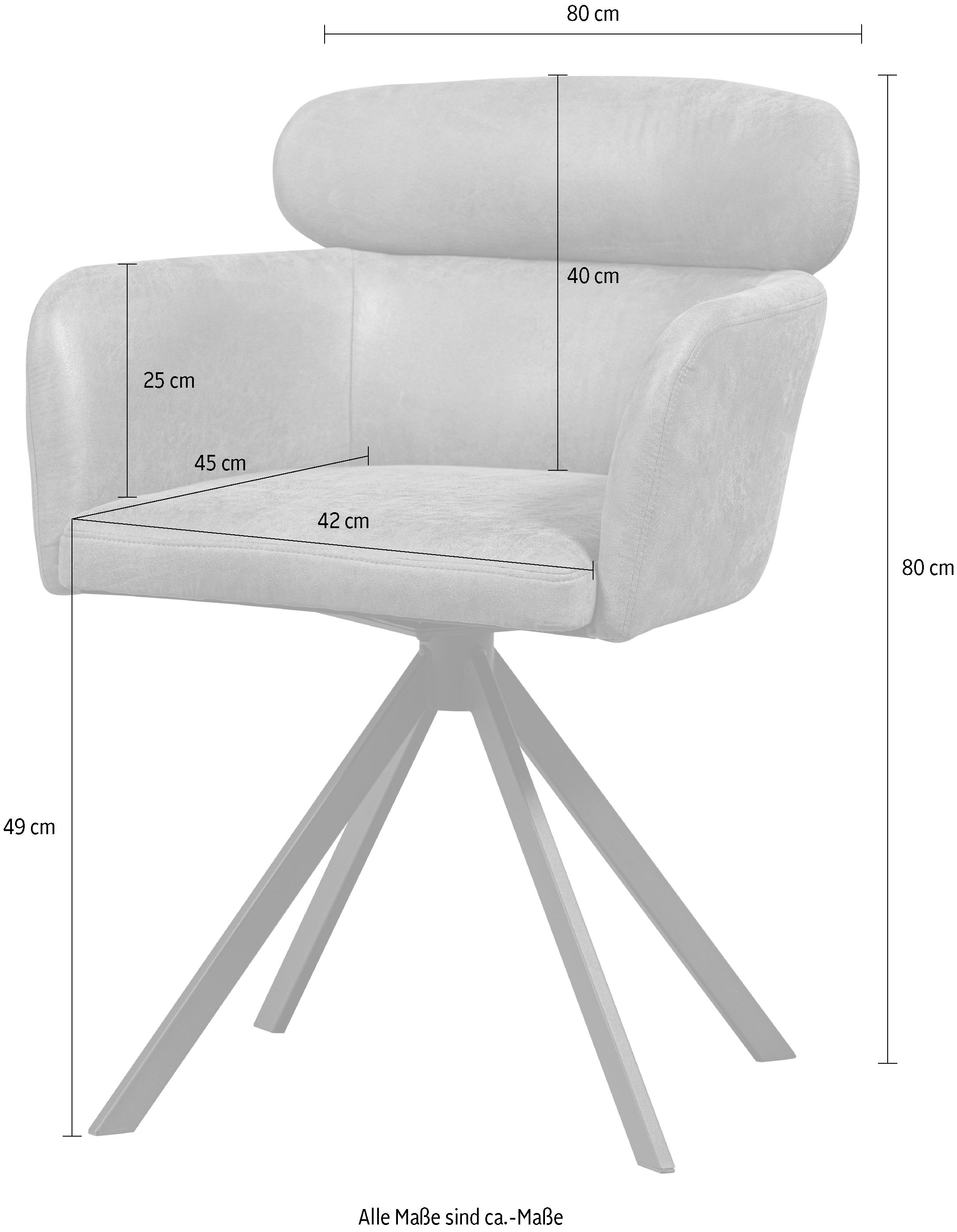 WOOOD Chaise de salle à manger »Fenne aus Kunstleder mit Drehgestell aus Metall H 80 x B 58 cm« (Ensemble) 2 cuis(Set, 2 pcs) Haute résistance à l'usure, largeur 58 cm
