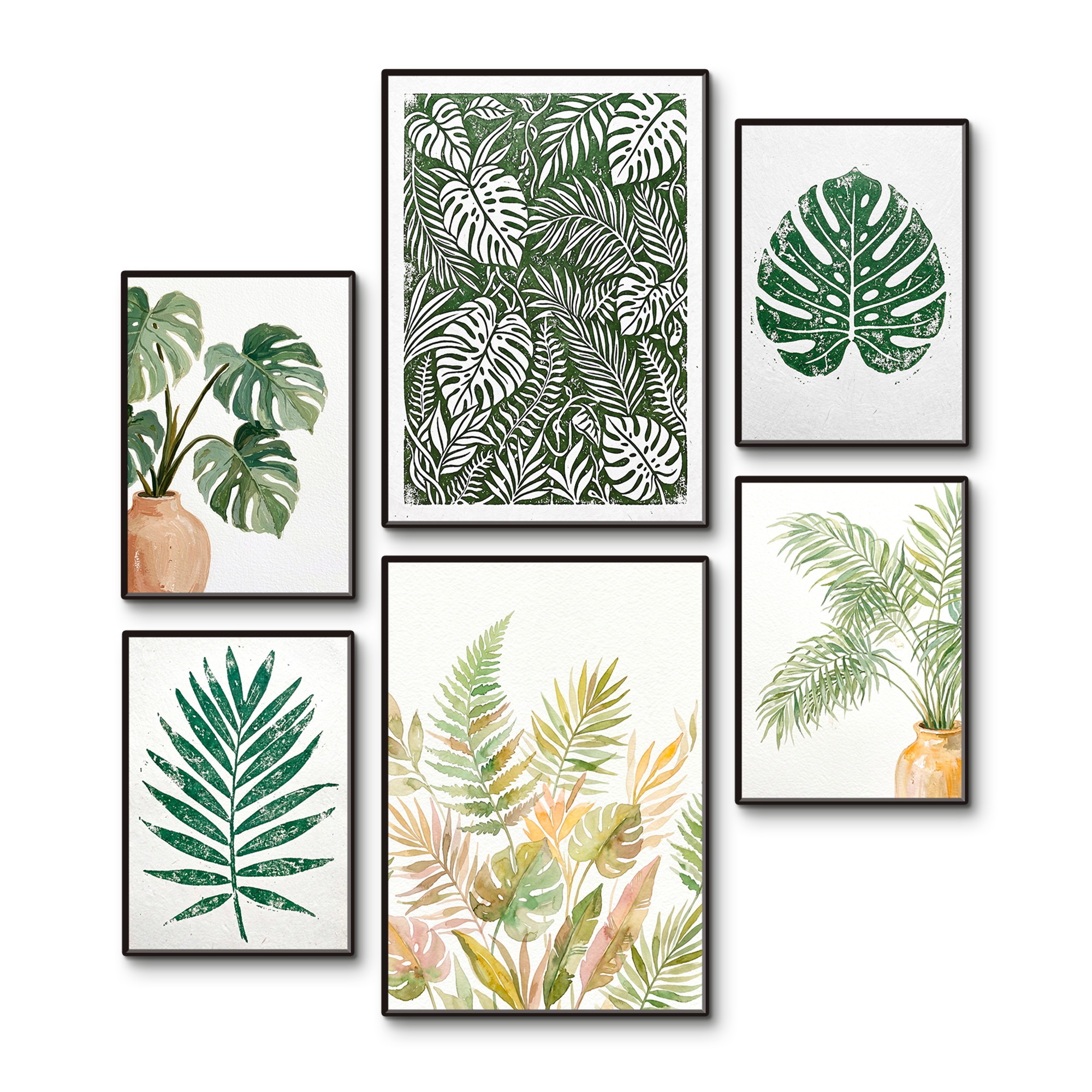 Image of GOODproduct Wandbild "Green Living" Pflanzenbilder 6 Stk. tlg. in verschied. Grössen