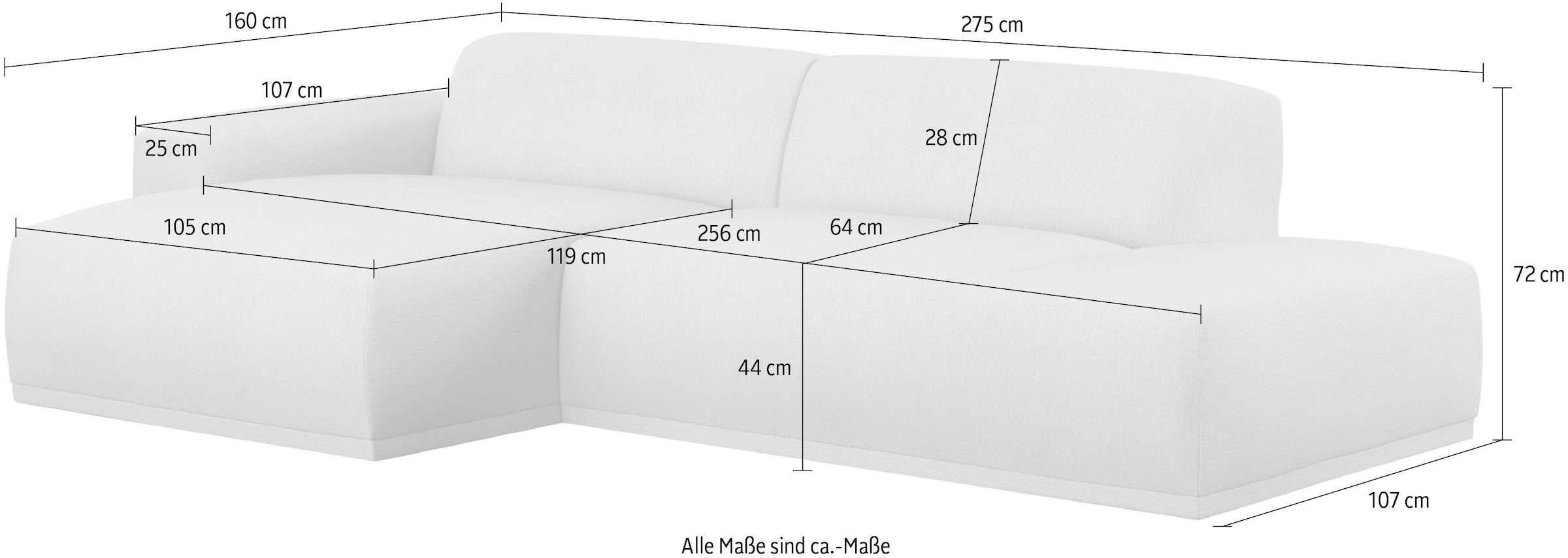 TRENDMANUFAKTUR Ecksofa »Braga, mit hochwertigem Kaltschaum, L-Form, Japandi-Design« modernes Sofa, Couch mit hohem Sitzkomfort, 275/72/160 cm (B/H/T)