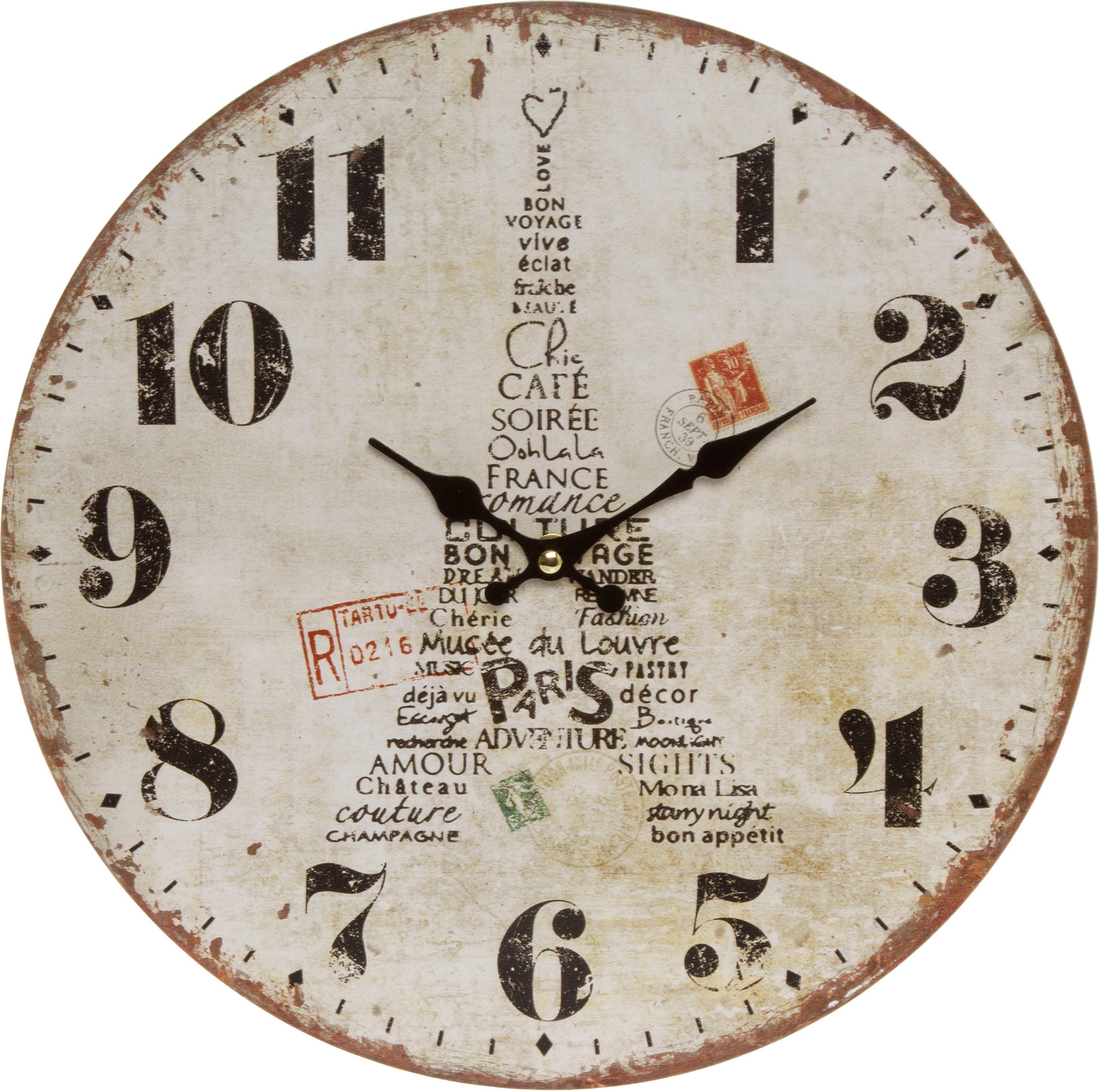 Image of Myflair Möbel & Accessoires Wanduhr »"Eiffelturm III"«, rund, Ø 33,8 cm, Vintage Optik, Motiv Eifelturm, dekorativ in Küche & Wohnzimmer bei Ackermann Versand Schweiz