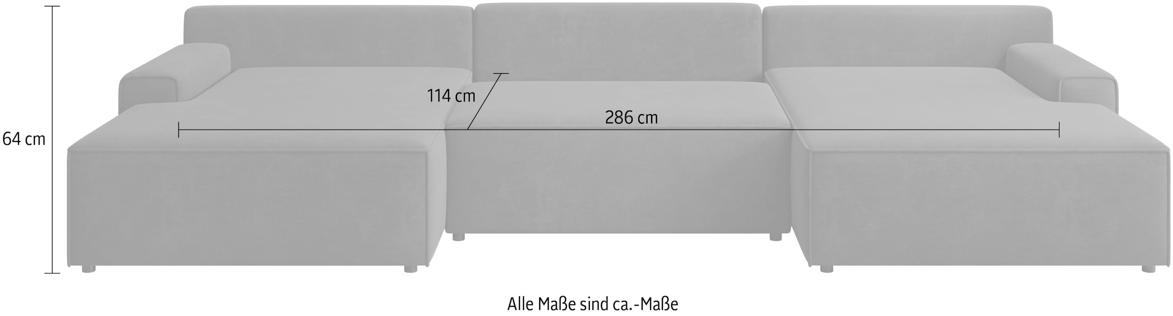TRENDMANUFAKTUR Wohnlandschaft »Challenge, Schlafsofa mit Bettkasten, Couch in U-Form, Breite 333 cm« XXL Sofa mit Bettkasten & Schlaffunktion, auch in trendigem Cordstoff